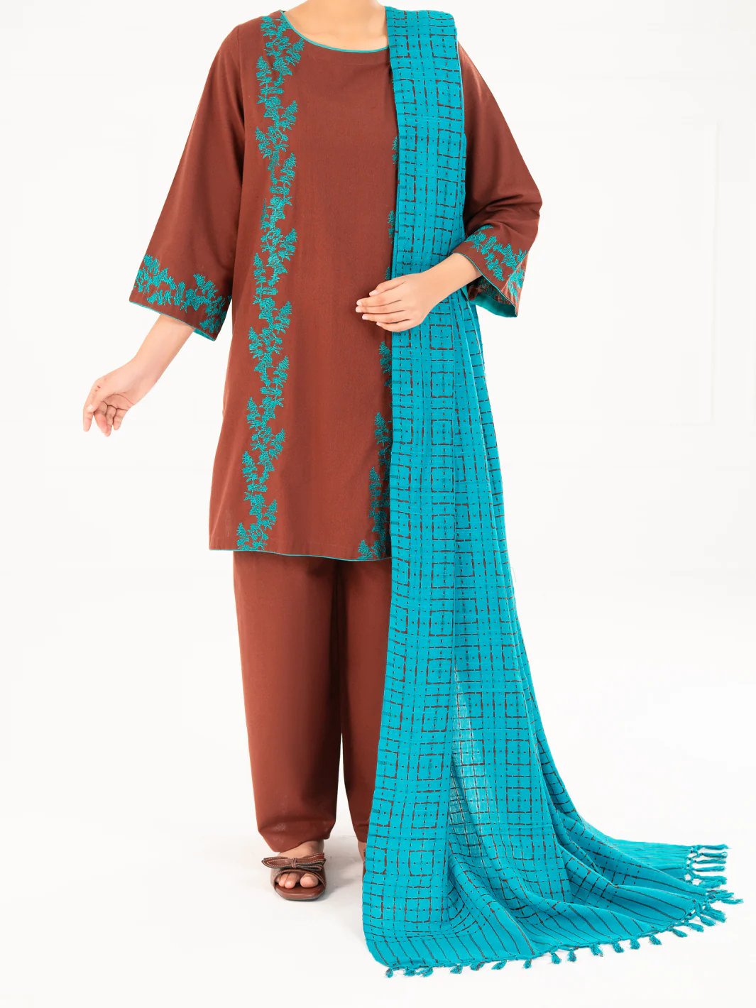 BROWN KARANDI 3PC STITCHED | AWP-3PS-774/S AM-3210D