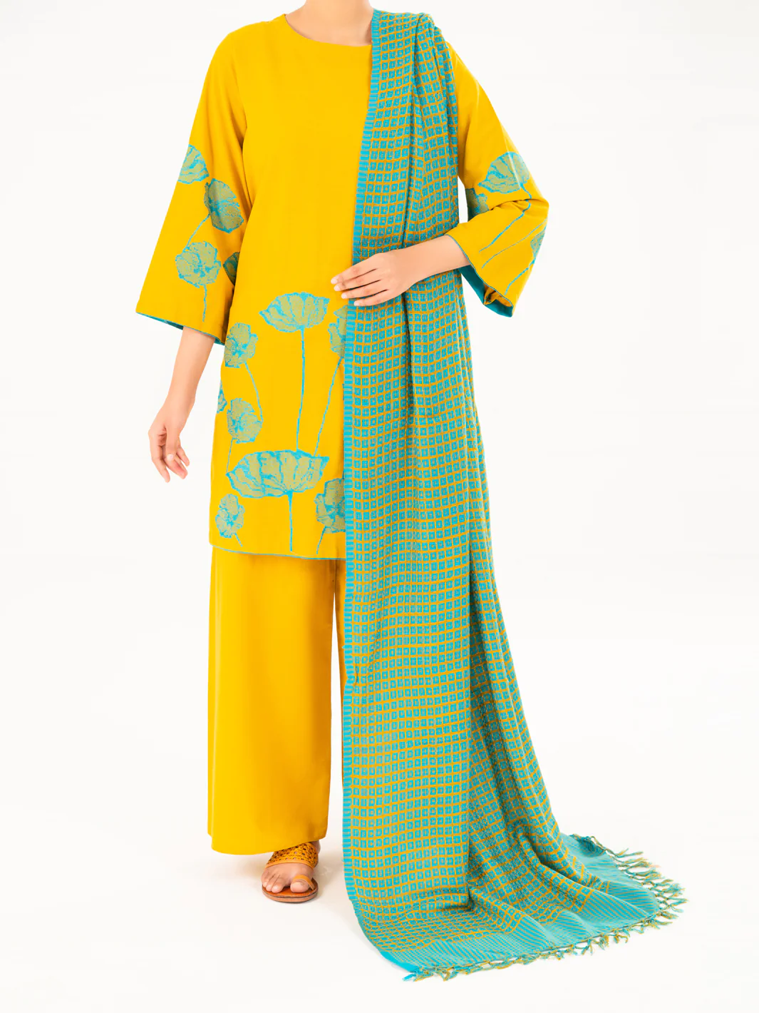 MUSTARD KARANDI 3PC STITCHED | AWP-3PS-775/S AM-3210E
