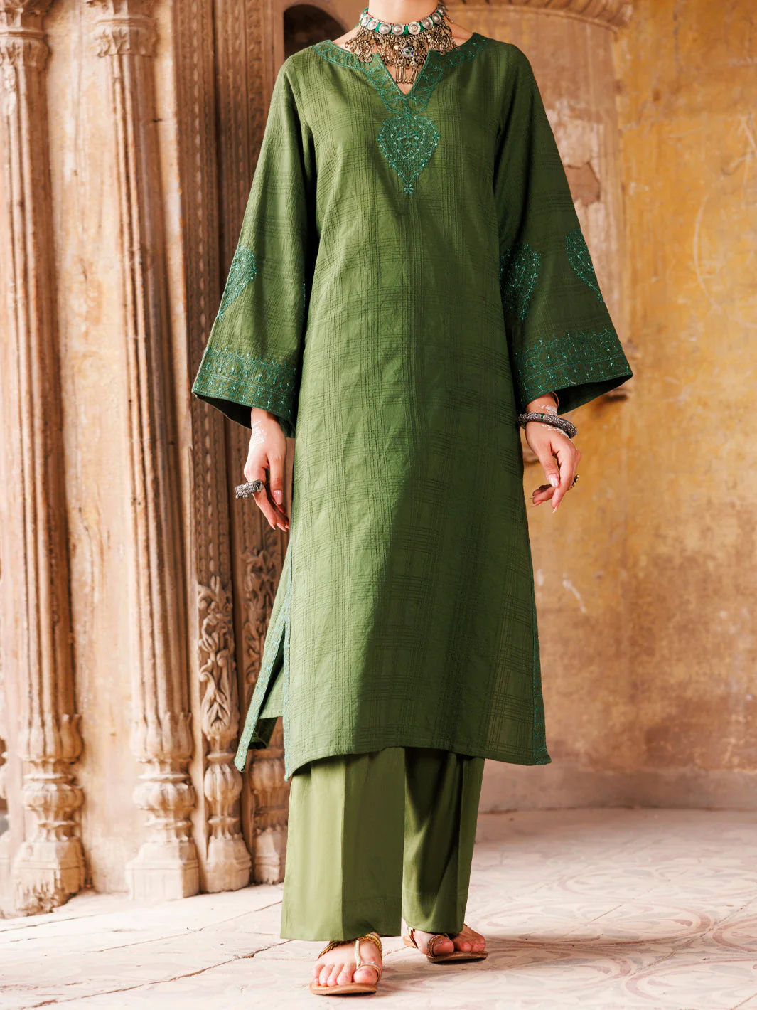 MEHNDI GREEN DOBBY KURTI | AWP-LK-705/FB-705A