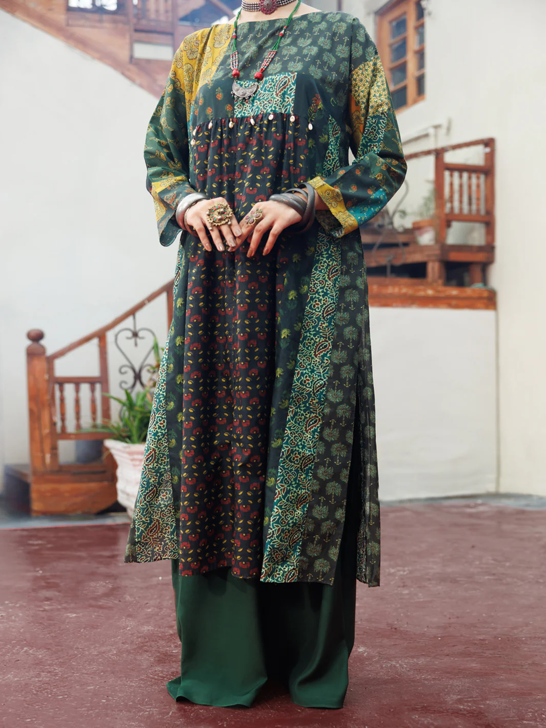 GREEN CAMBRIC KURTI | AWP-LK-715/FB-715A