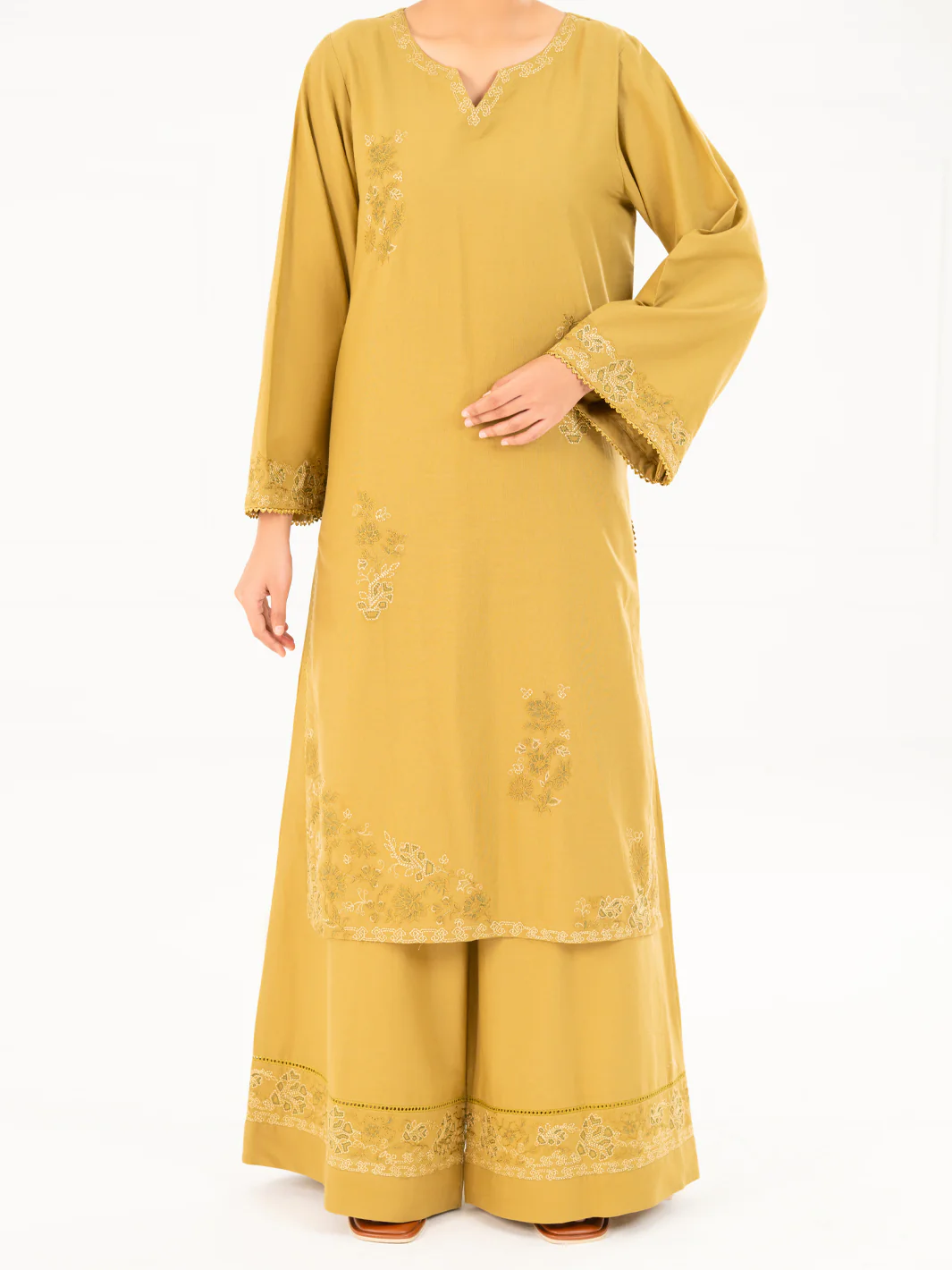 MEHNDI GREEN CAMBRIC KURTI | AWP-LK-851/FB-851A