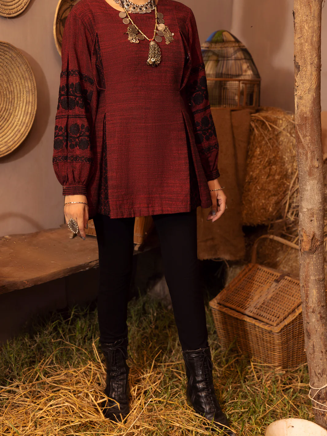 MAROON YARN DYED KURTI | AWP-LK-US-482/AM-2644D