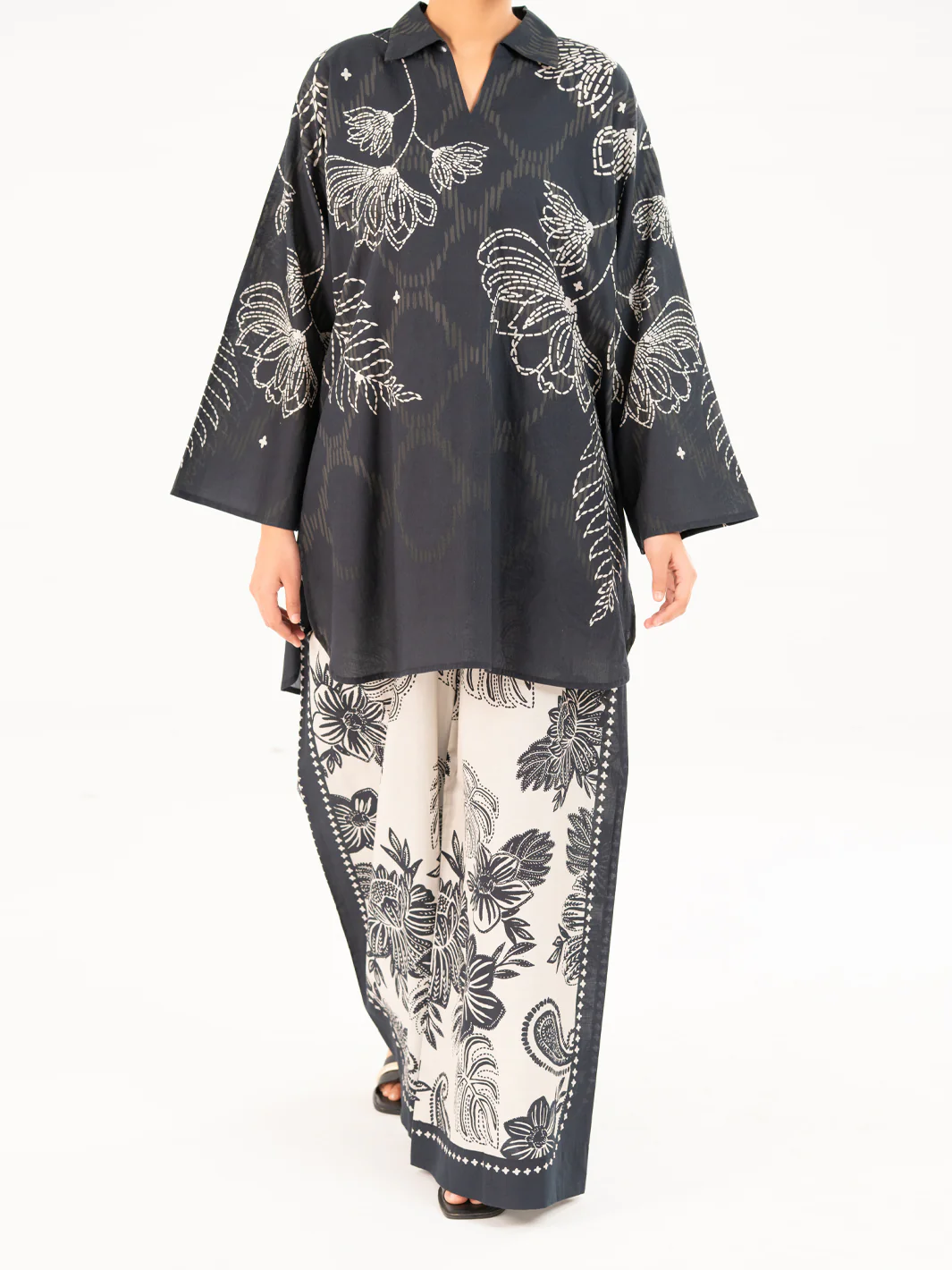 BLACK CAMBRIC KURTI | AWP-SLK-844/FB-844A