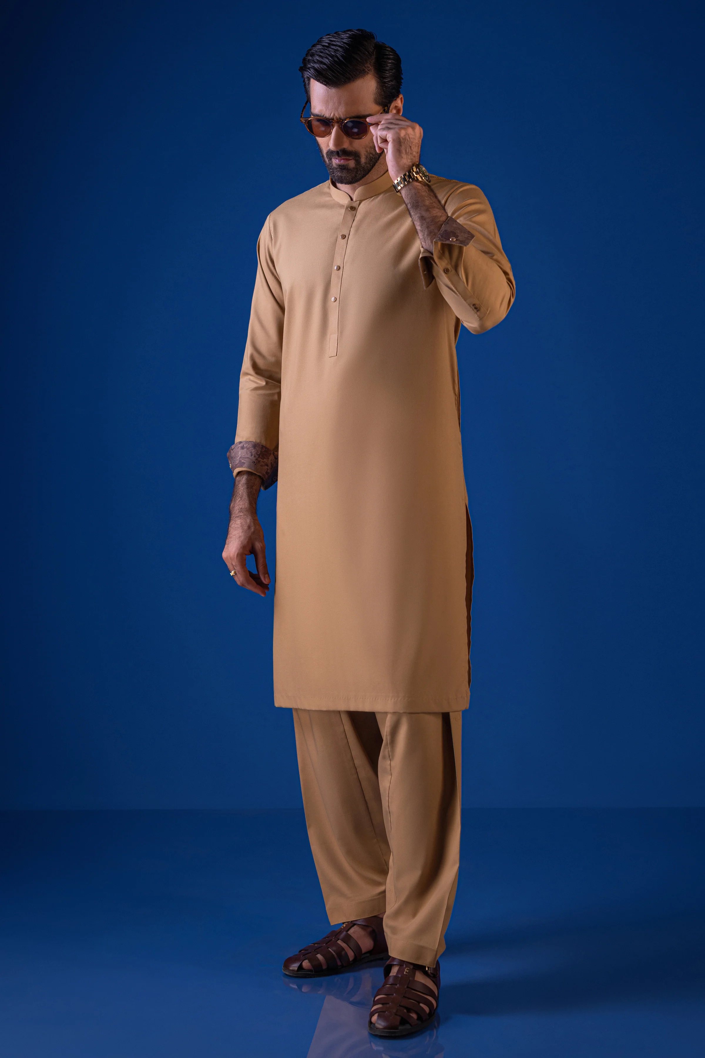 BROWN COTTON KAMEEZ SHALWAR | CCMKS-39433-C4-MIAMI