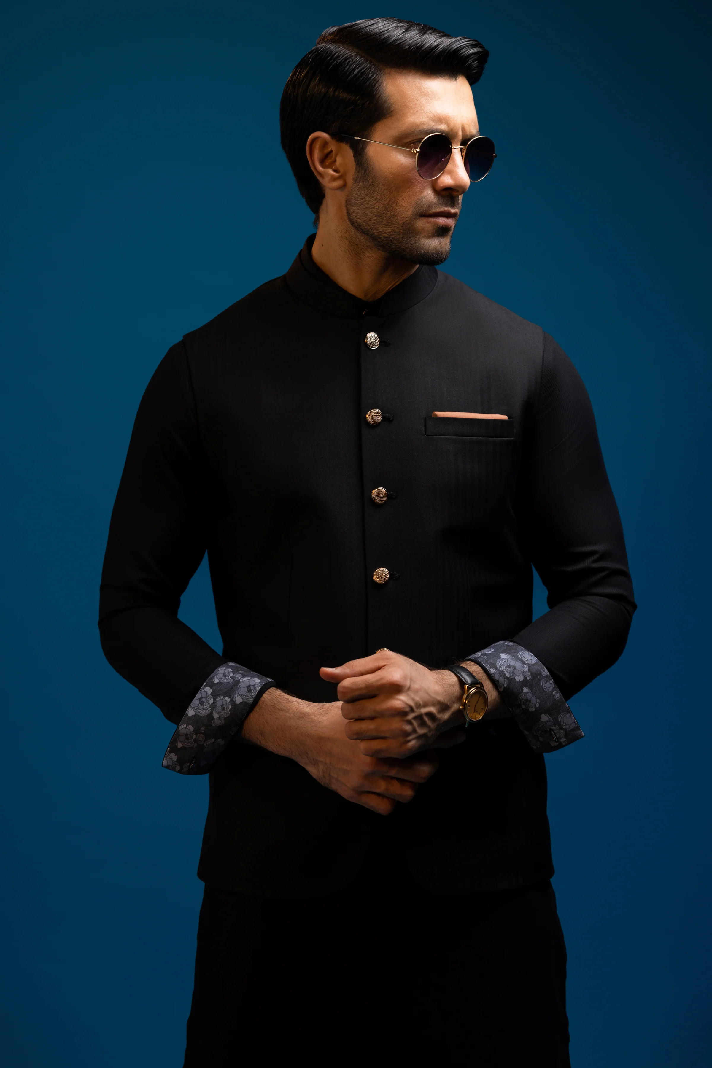 BLACK BLENDED KAMEEZ SHALWAR | CCMKS-A-US-39377-3/4 - ISTANBUL