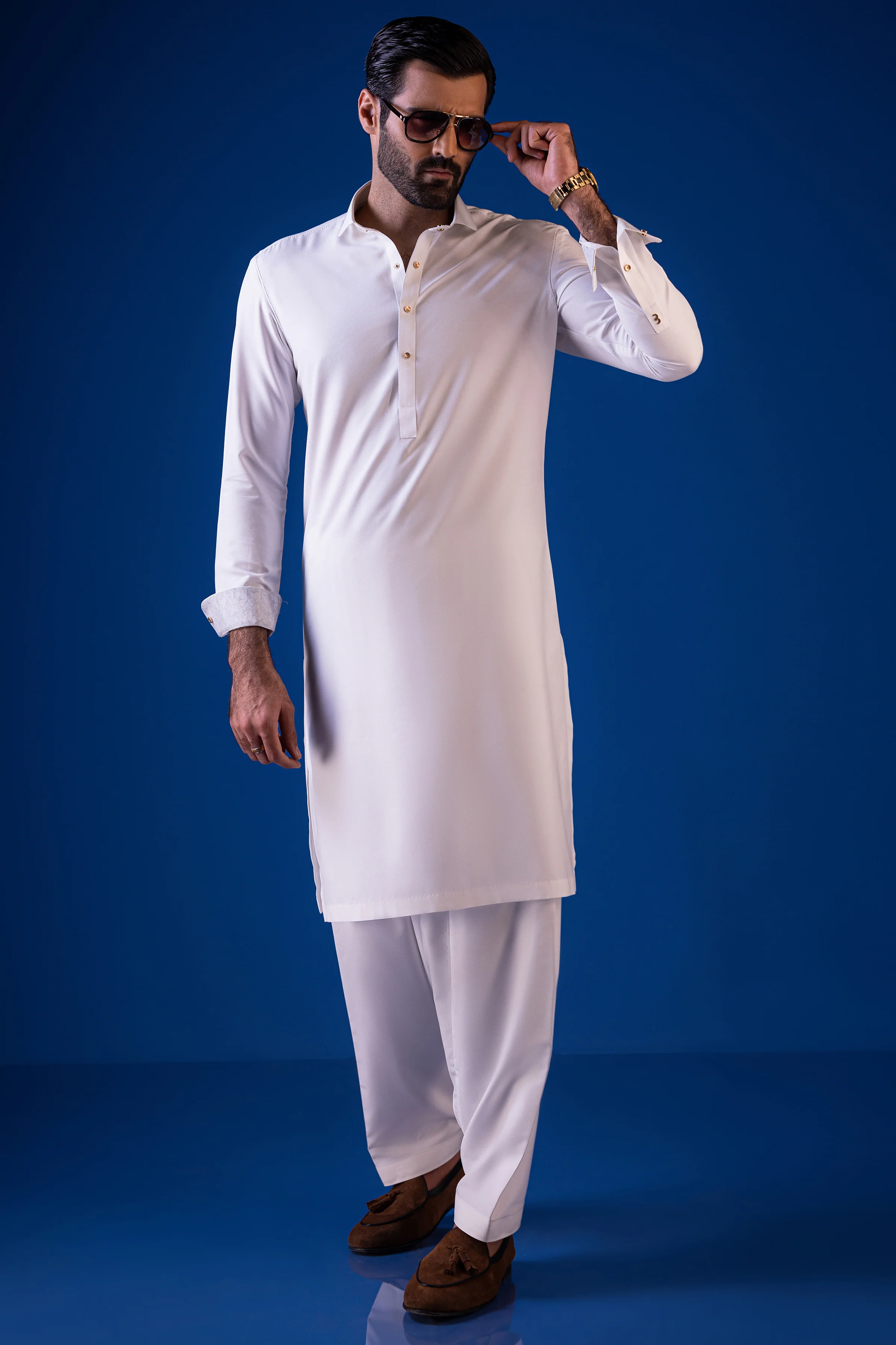 WHITE BLENDED KAMEEZ SHALWAR | CCMKS-S-39438-A2-MALDIVES