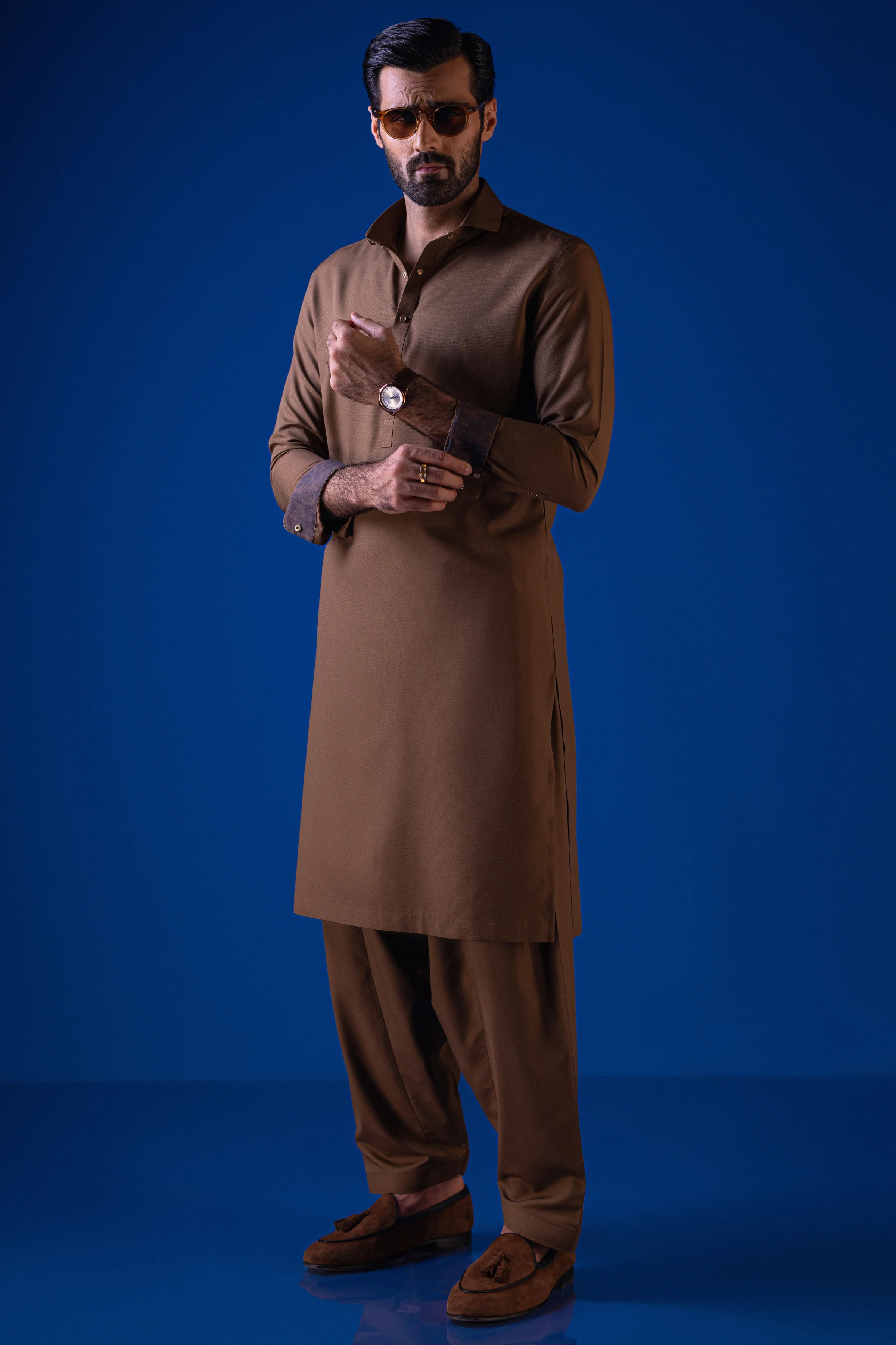 BROWN BLENDED KAMEEZ SHALWAR | CCMKS-S-39438-B2-MALDIVES
