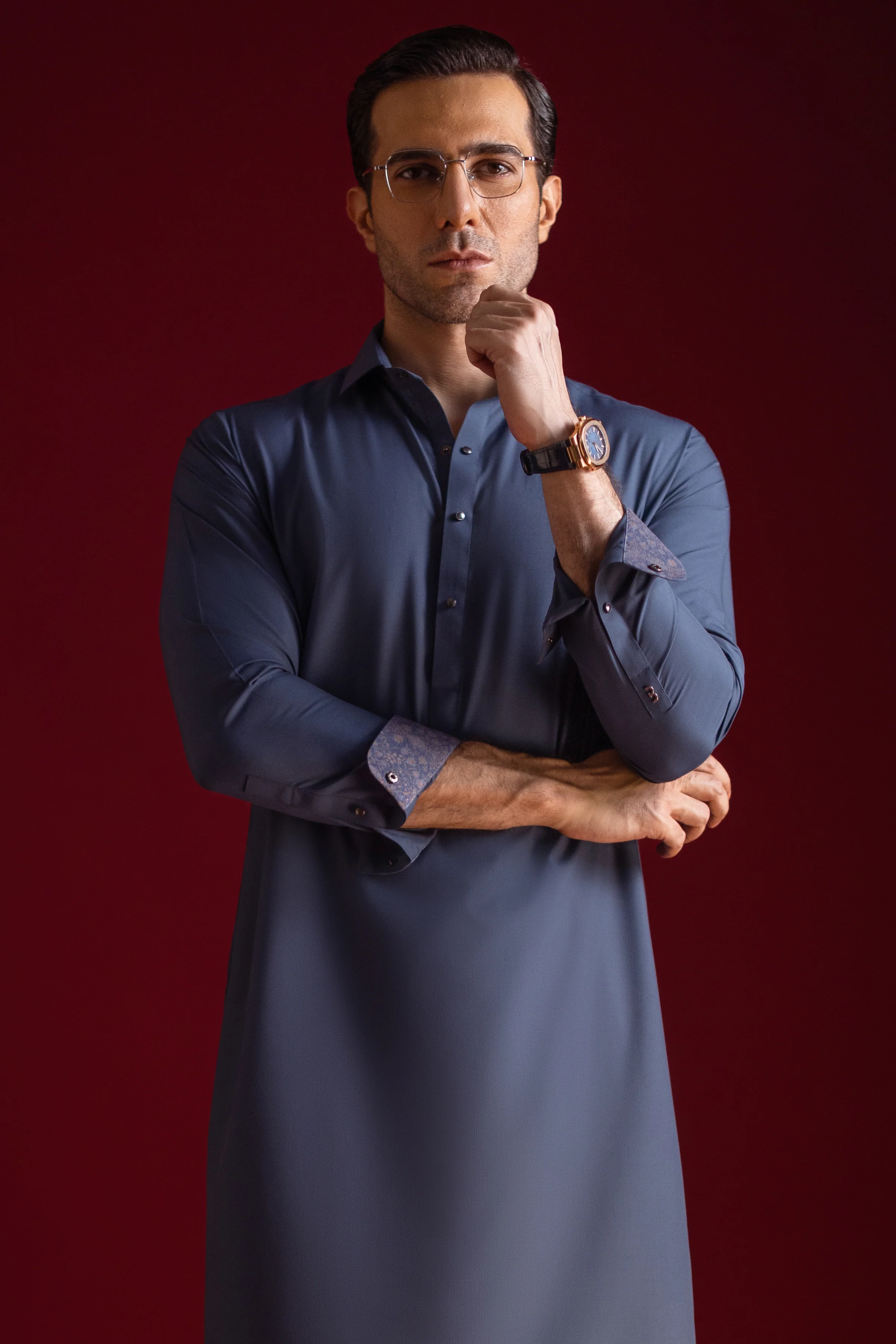 BLUE BLENDED KAMEEZ SHALWAR | CCMKS-S-39504-E5 - Image 2