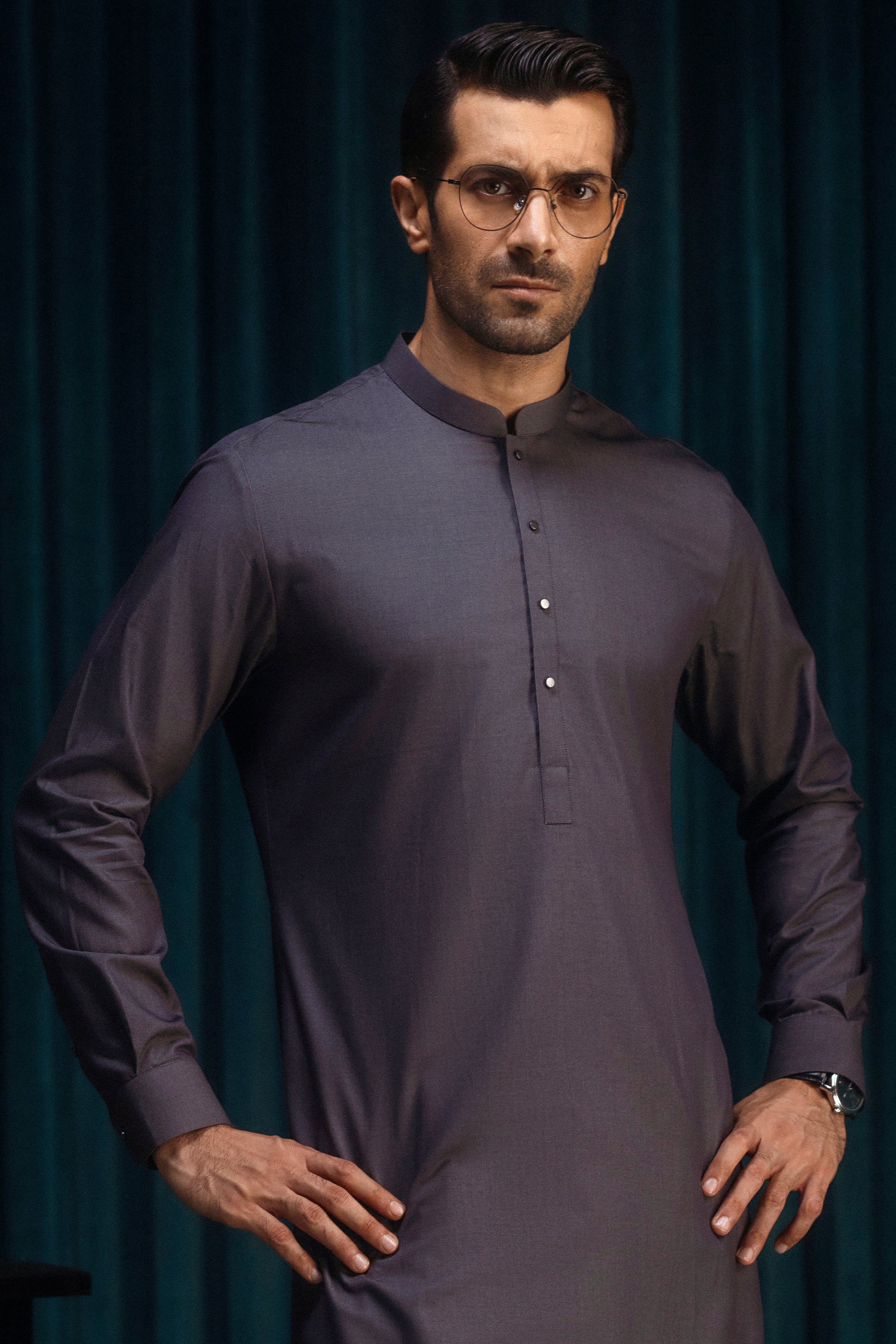 GREY COTTON KAMEEZ SHALWAR | CCMKS-S-39527-A2 - Image 2