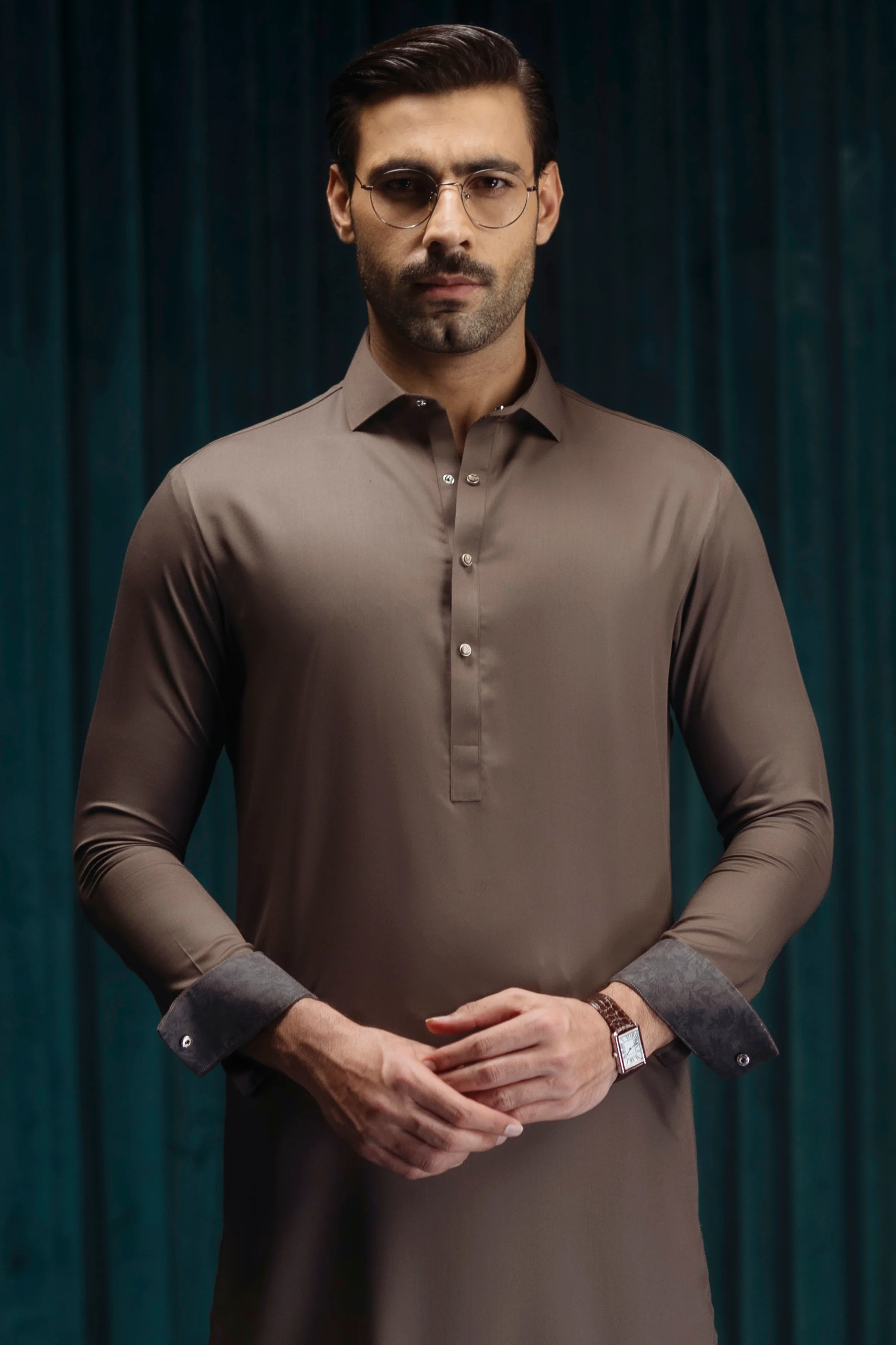 BROWN BLENDED KAMEEZ SHALWAR | CCMKS-S-39560-C3 - Image 2