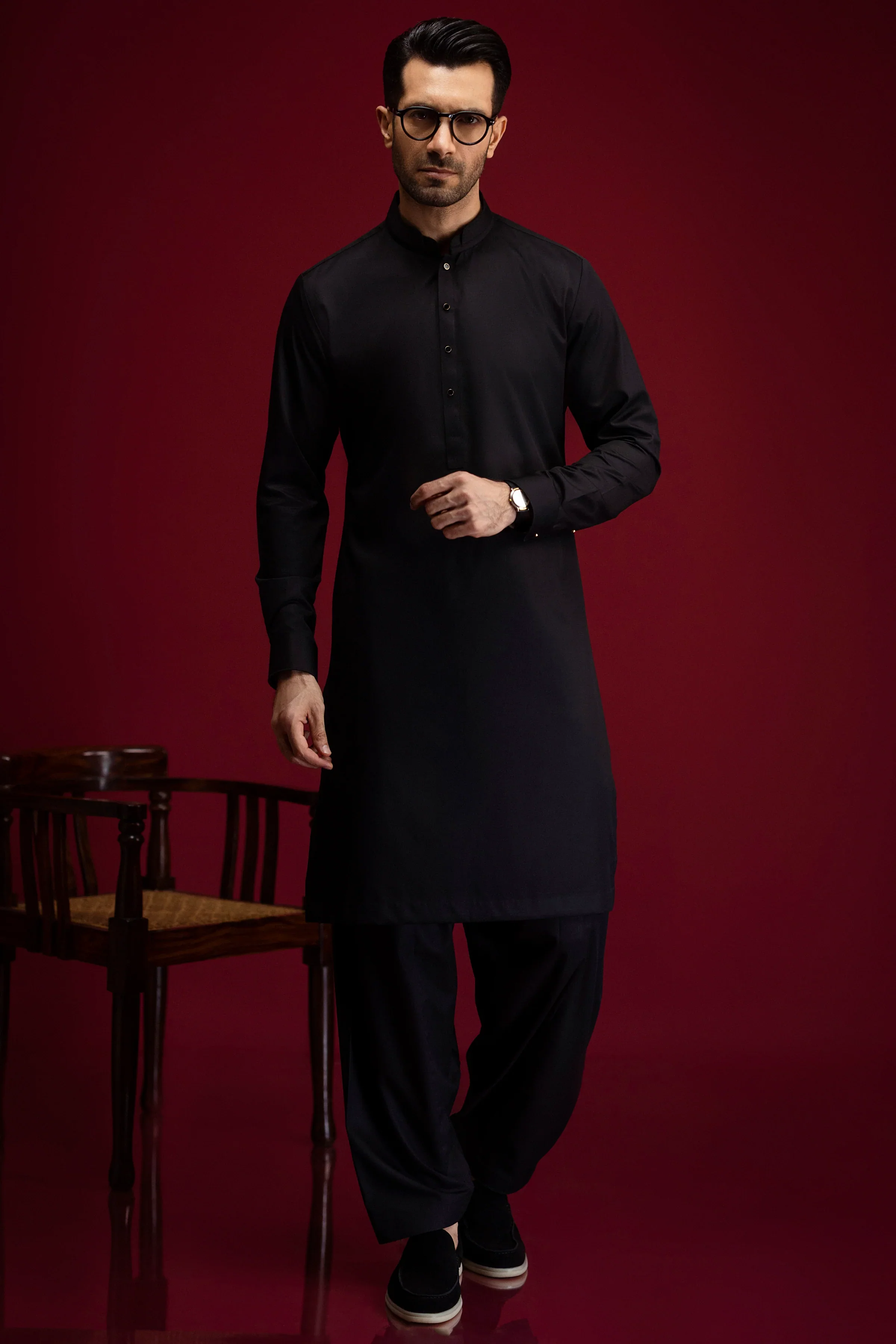 BLACK BLENDED KAMEEZ SHALWAR | CCMKS-S-39580-D4