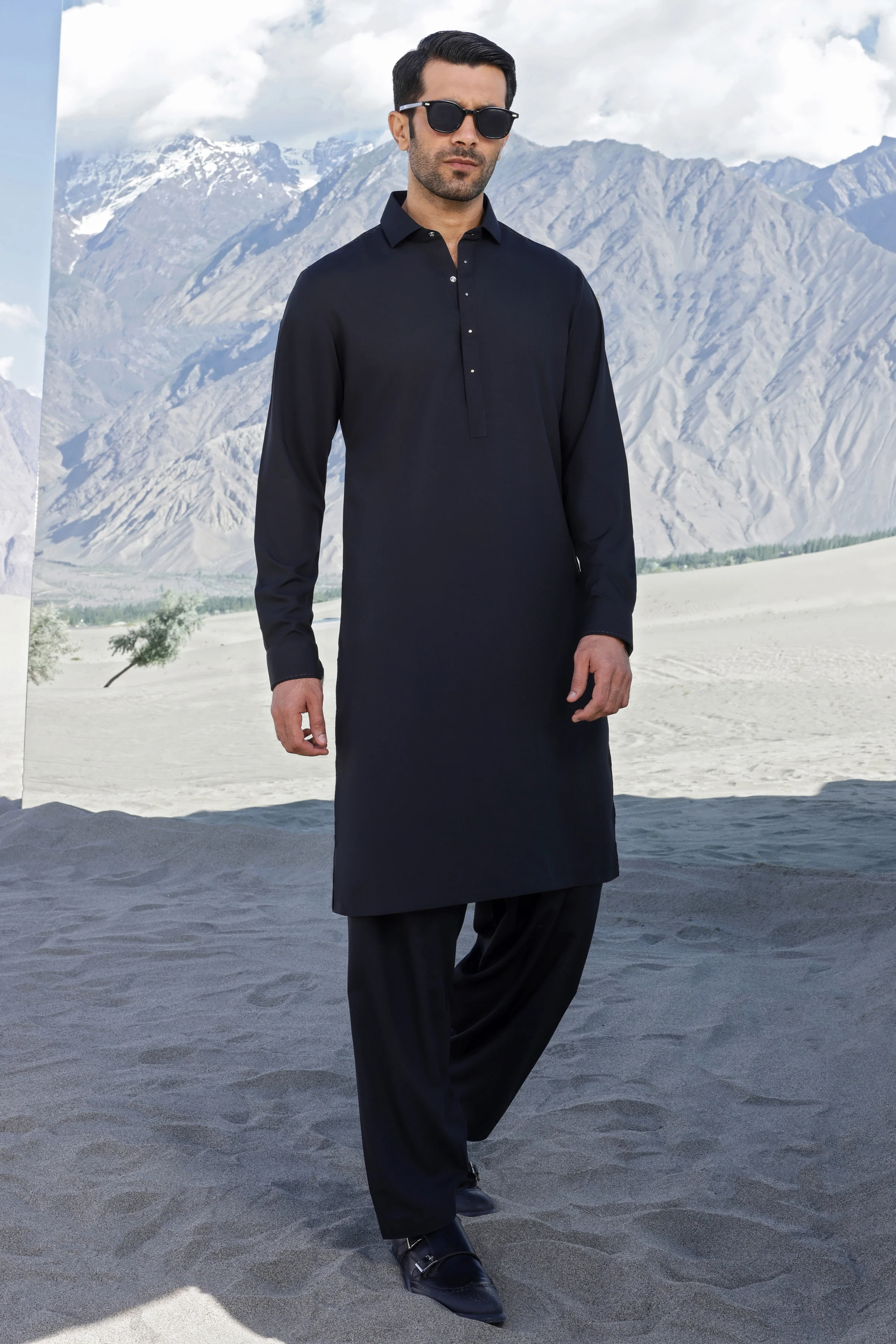 BLACK KAMEEZ SHALWAR | CCMKS-S-US-39351-4/4 - EGYPT