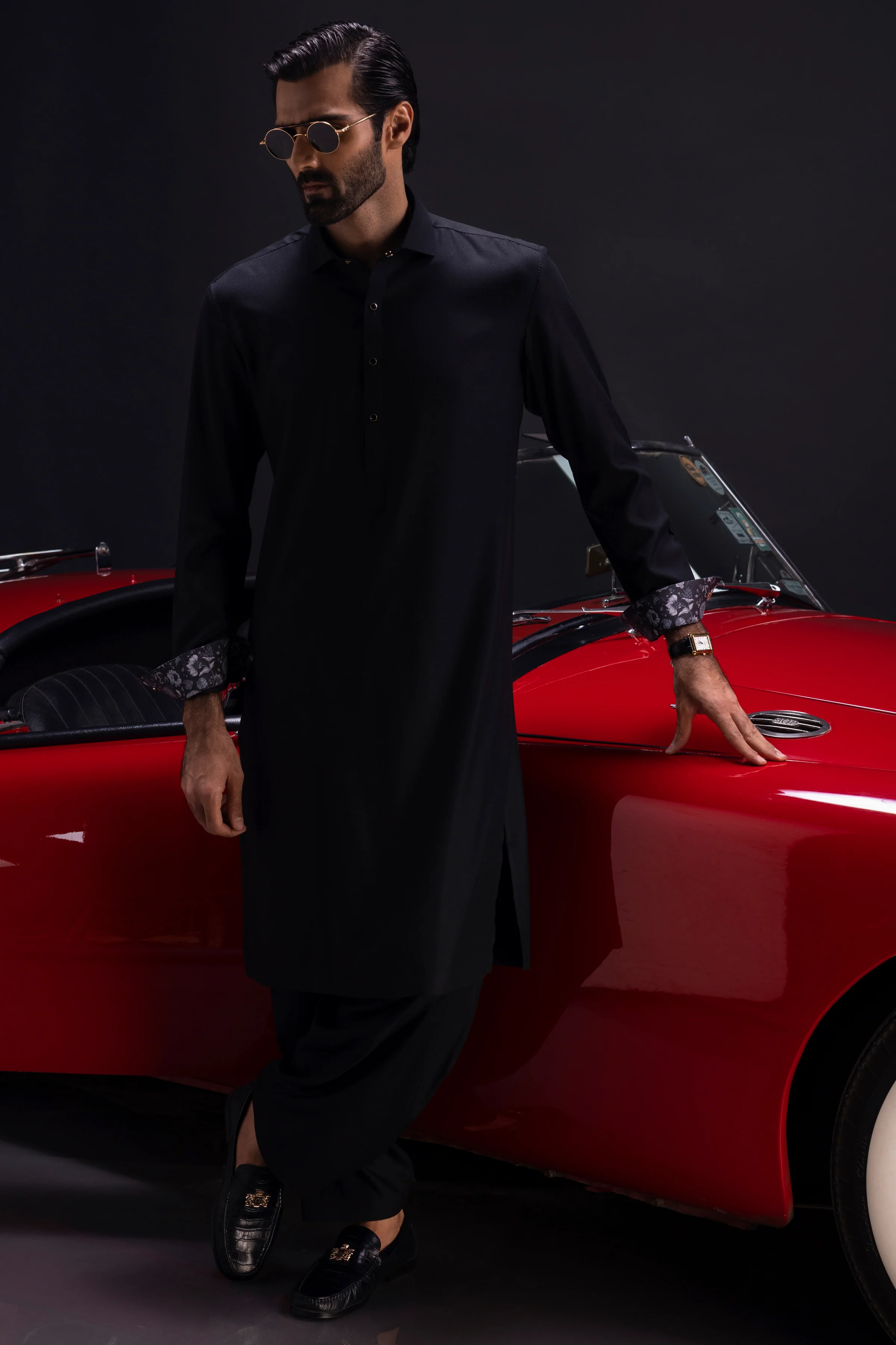 BLACK BLENDED KAMEEZ SHALWAR | CCMKS-S-US-39382-1/3 - BELARUS