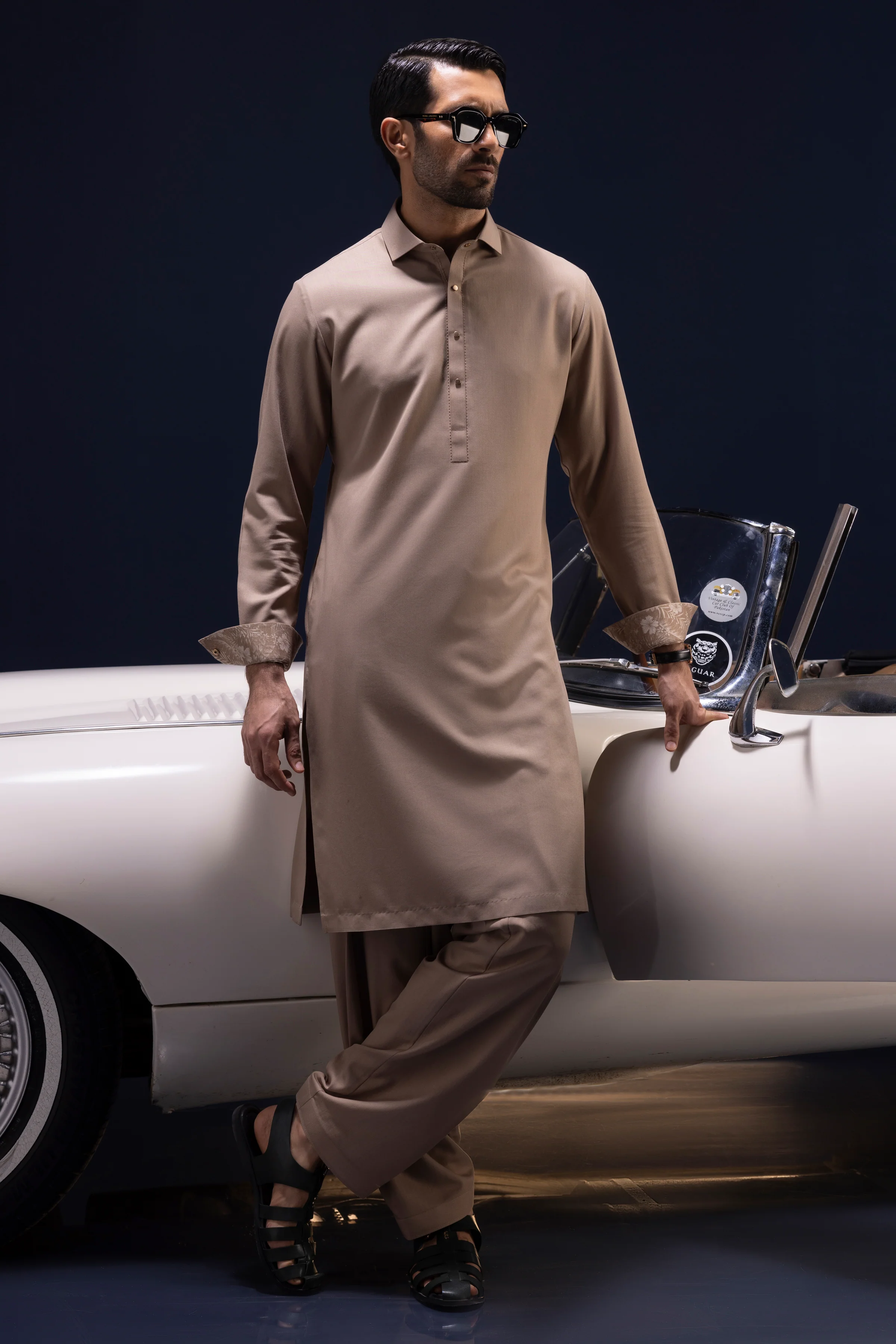 KHAKI BLENDED KAMEEZ SHALWAR | CCMKS-S-US-39389-1/4-ST.LOUIS