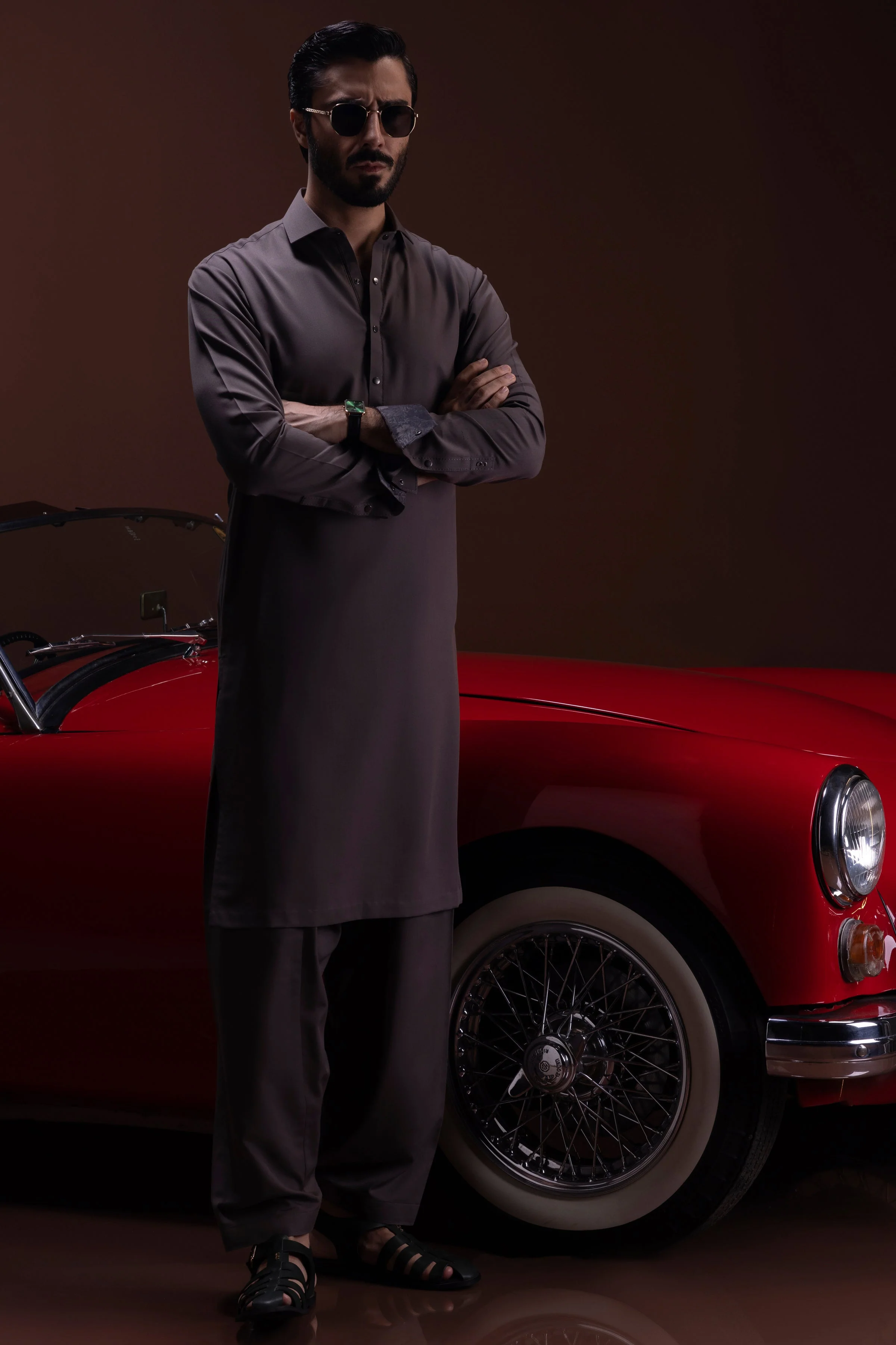 DARK GREY BLENDED KAMEEZ SHALWAR | CCMKS-S-US-39389-3/4-ST.LOUIS