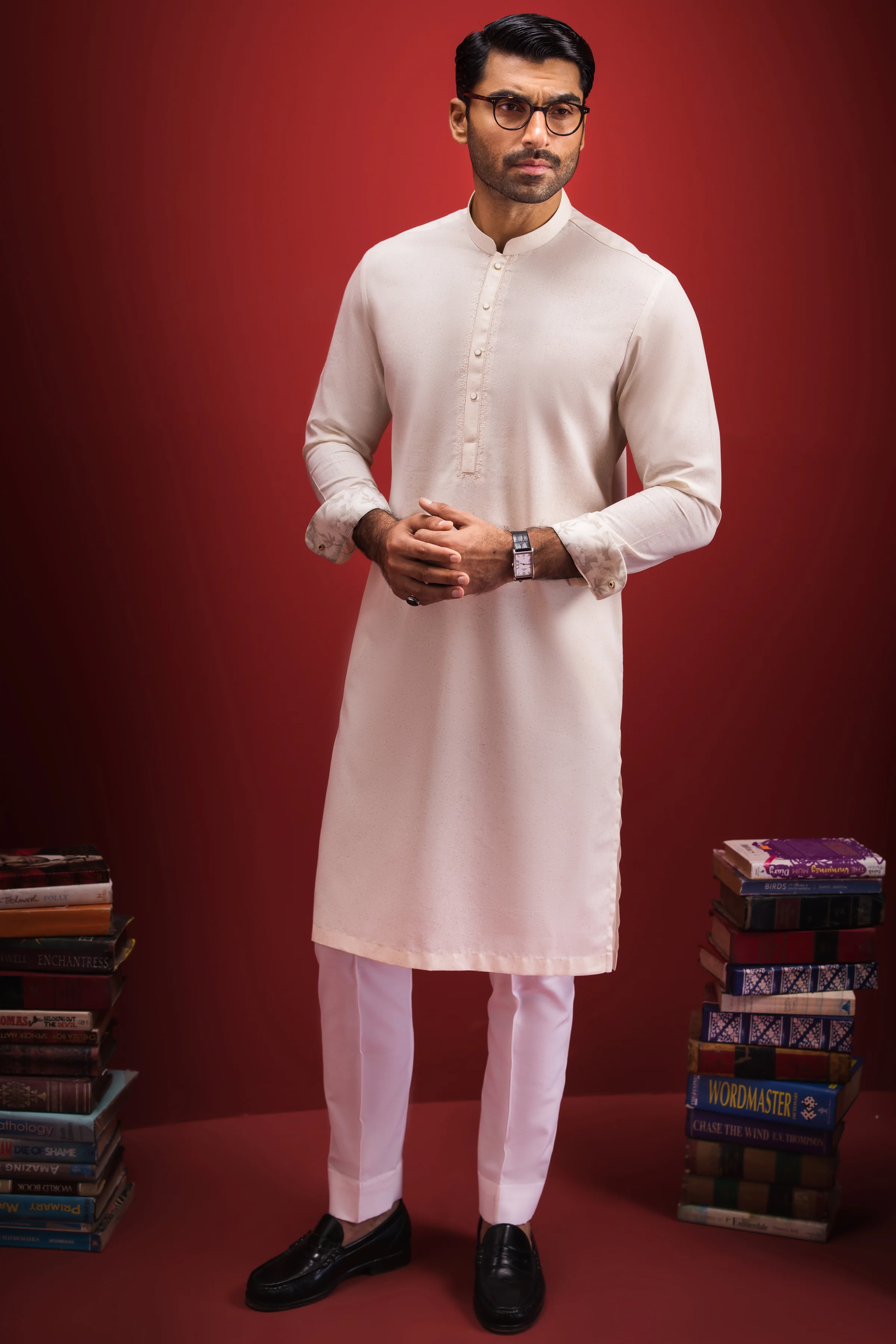 WHITE COTTON KURTA TROUSERS | CCMKT-39427-A2-OXFORD