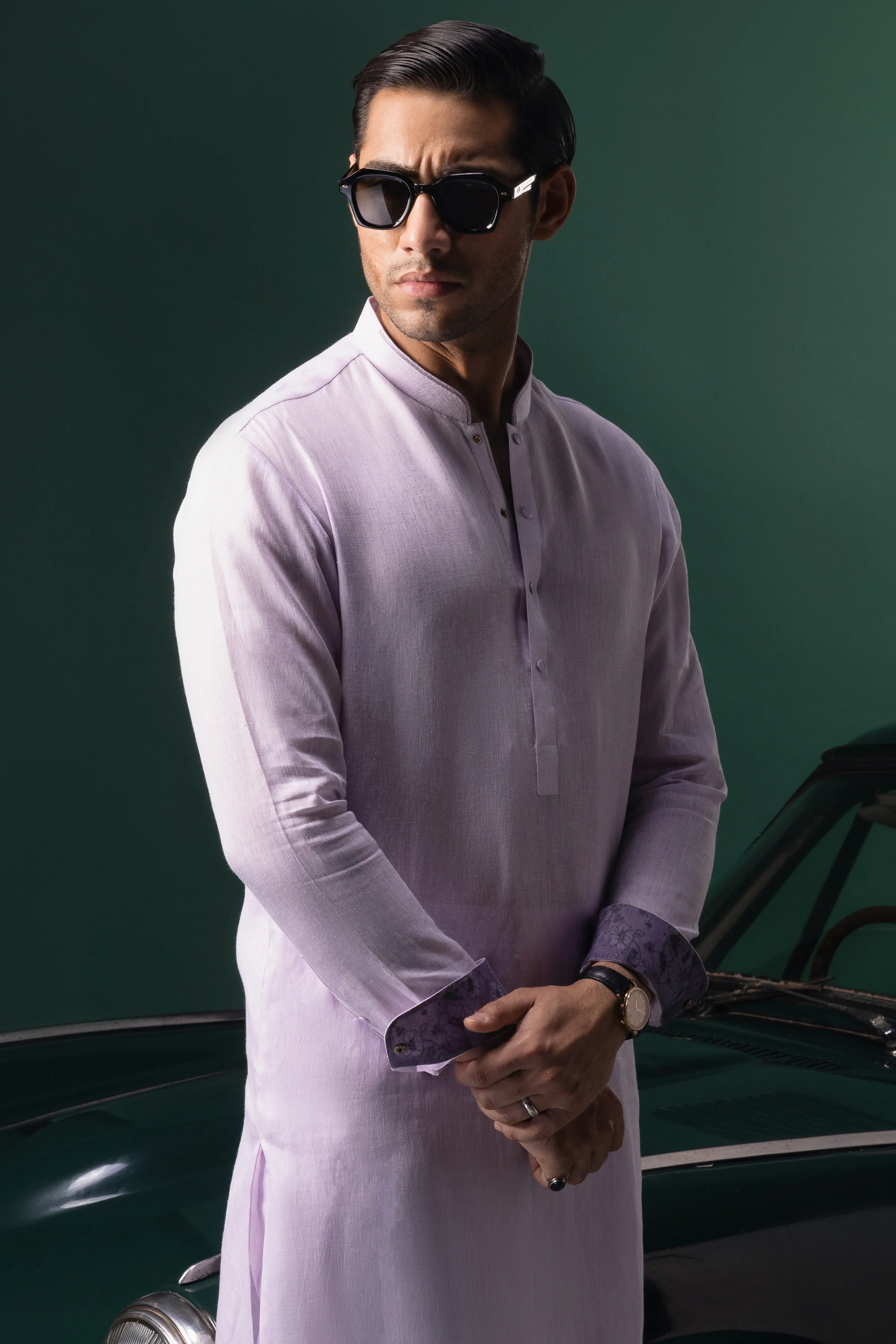 LAVENDER LINEN KURTA TROUSERS | CCMKT-S-39361-2/2 - FRANCE - Image 2