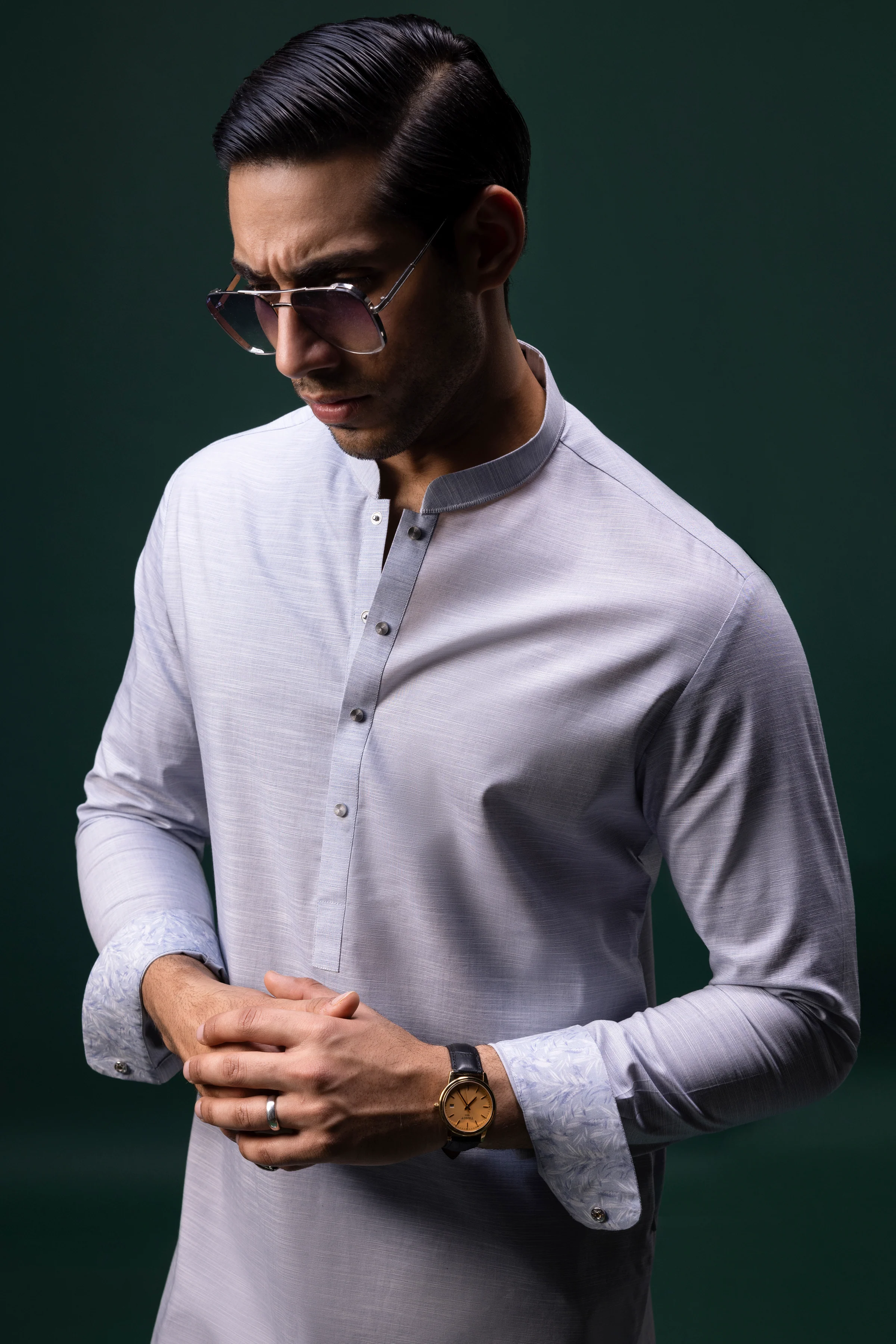 LIGHT BLUE COTTON KURTA TROUSERS | CCMKT-S-39380-4/4 - SERBIA - Image 3