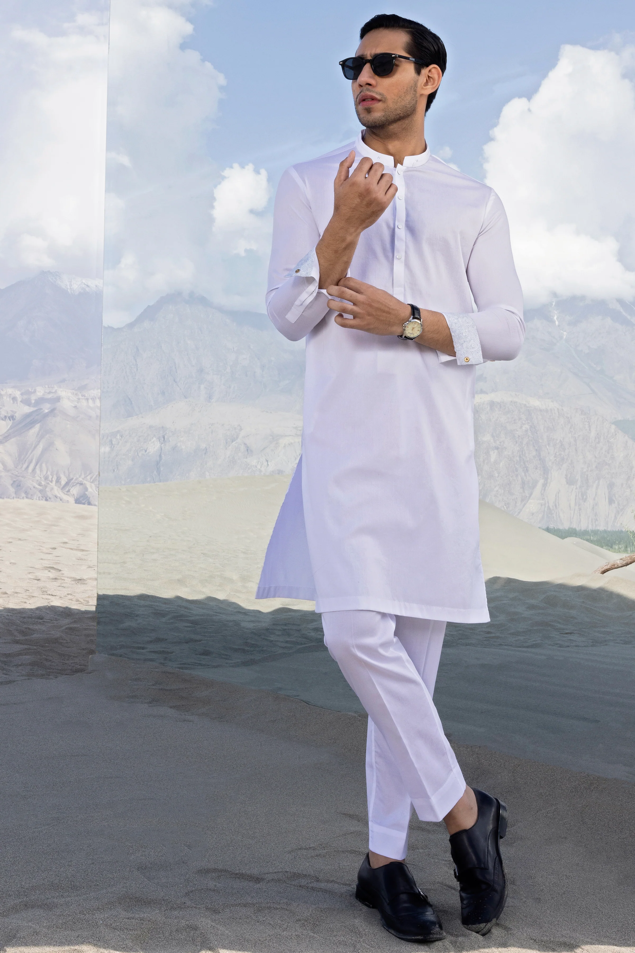 WHITE COTTON KURTA TROUSERS | CCMKT-S-US-39350-2/4 - GREECE