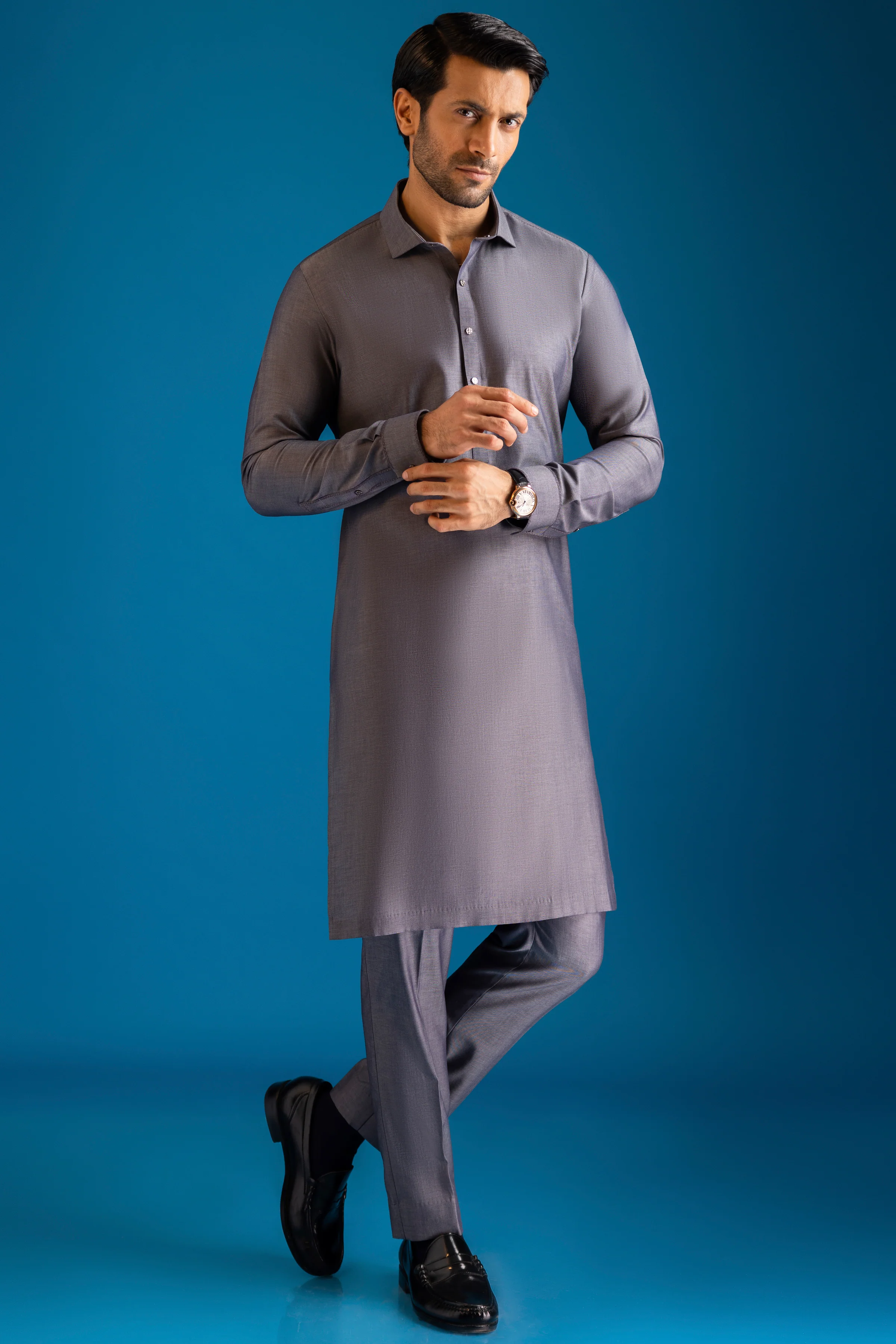 GREY COTTON KURTA TROUSERS | CCMKT-S-US-39379-1/3 - SHANGHAI
