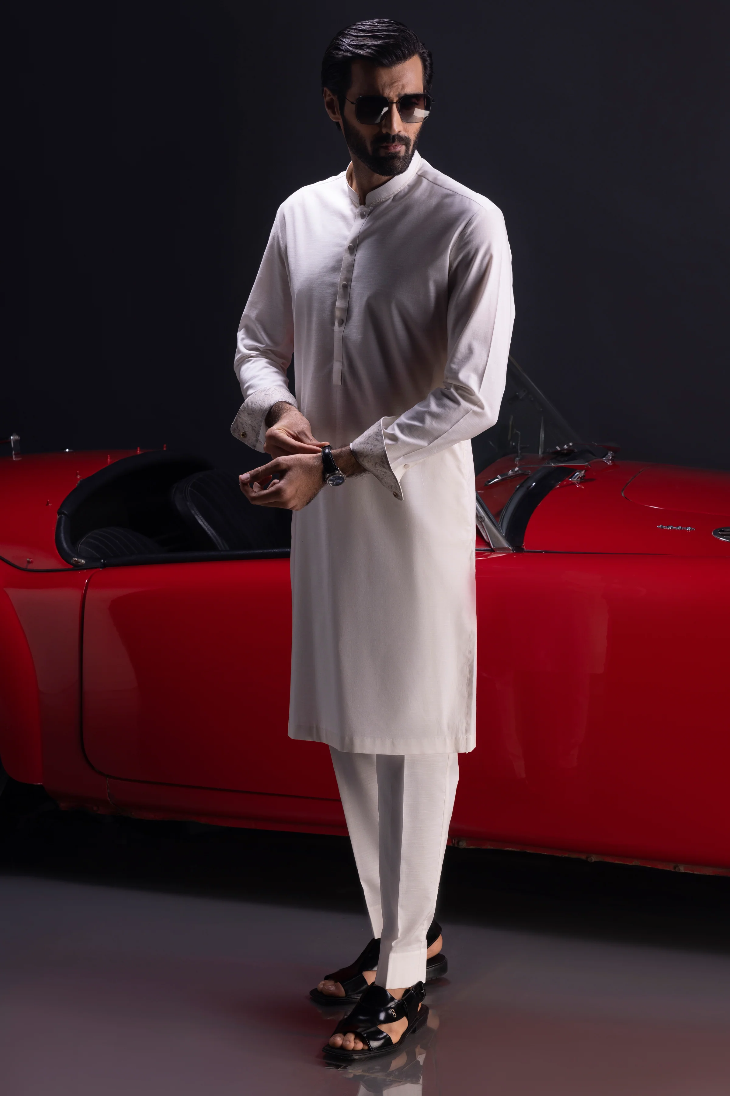 BEIGE COTTON KURTA TROUSERS | CCMKT-S-US-39380-1/4 - SERBIA