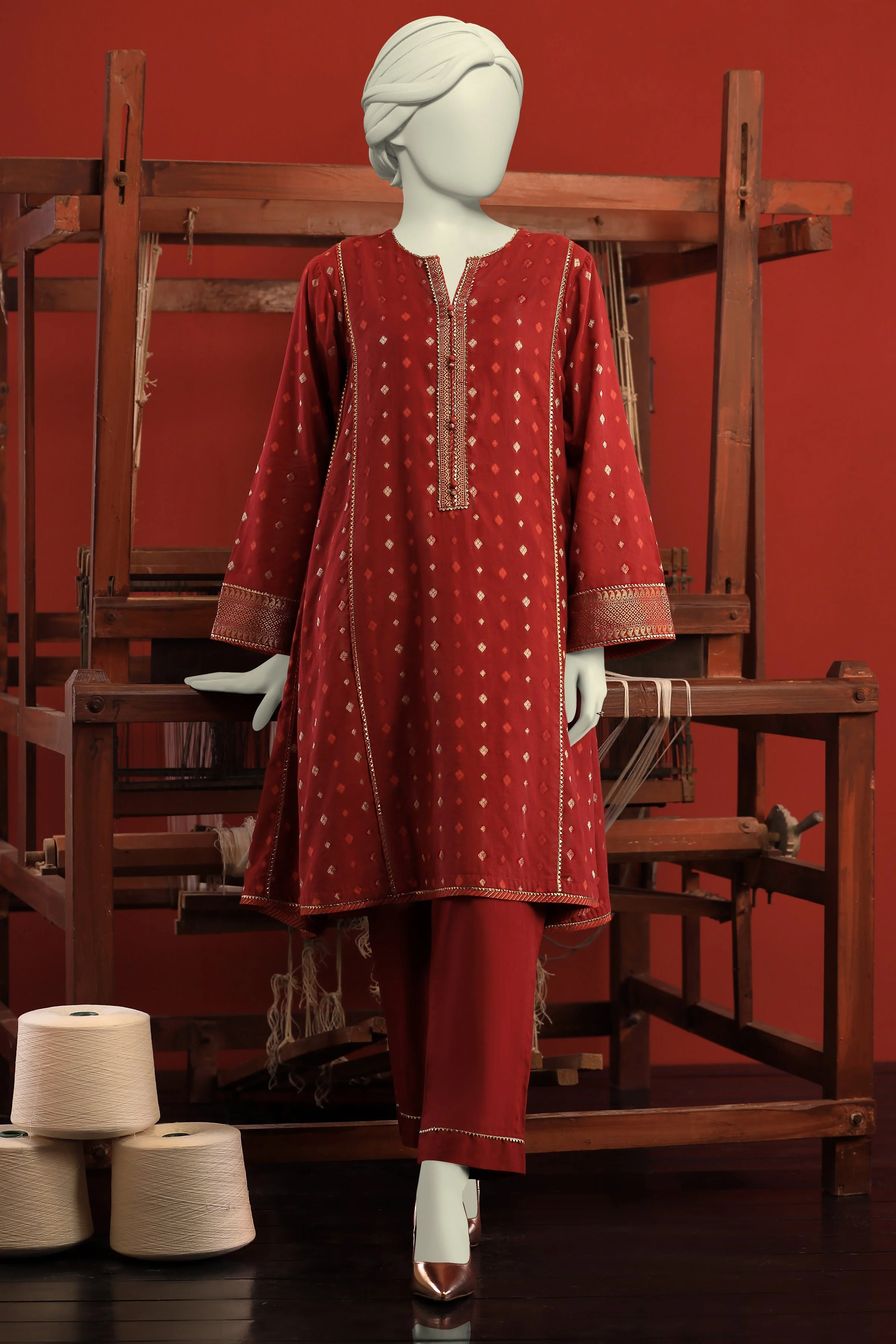 MAROON JACQUARD KURTI | CCW-1PS-S-US-22-201 KINGRI-01