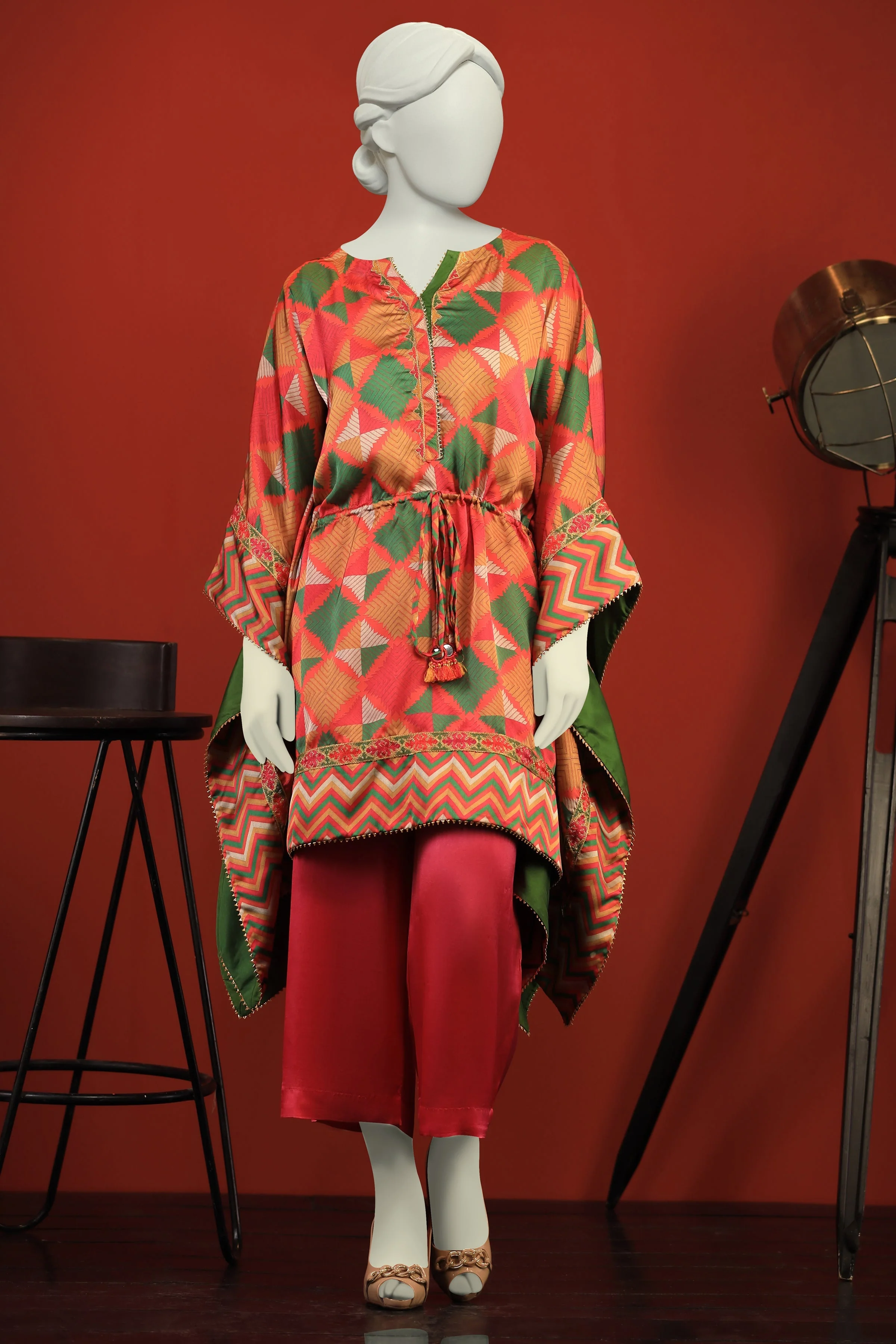 MULTICOLOR SILK KURTI | CCW-1PS-S-US-22-226 TANGERINE - Image 4