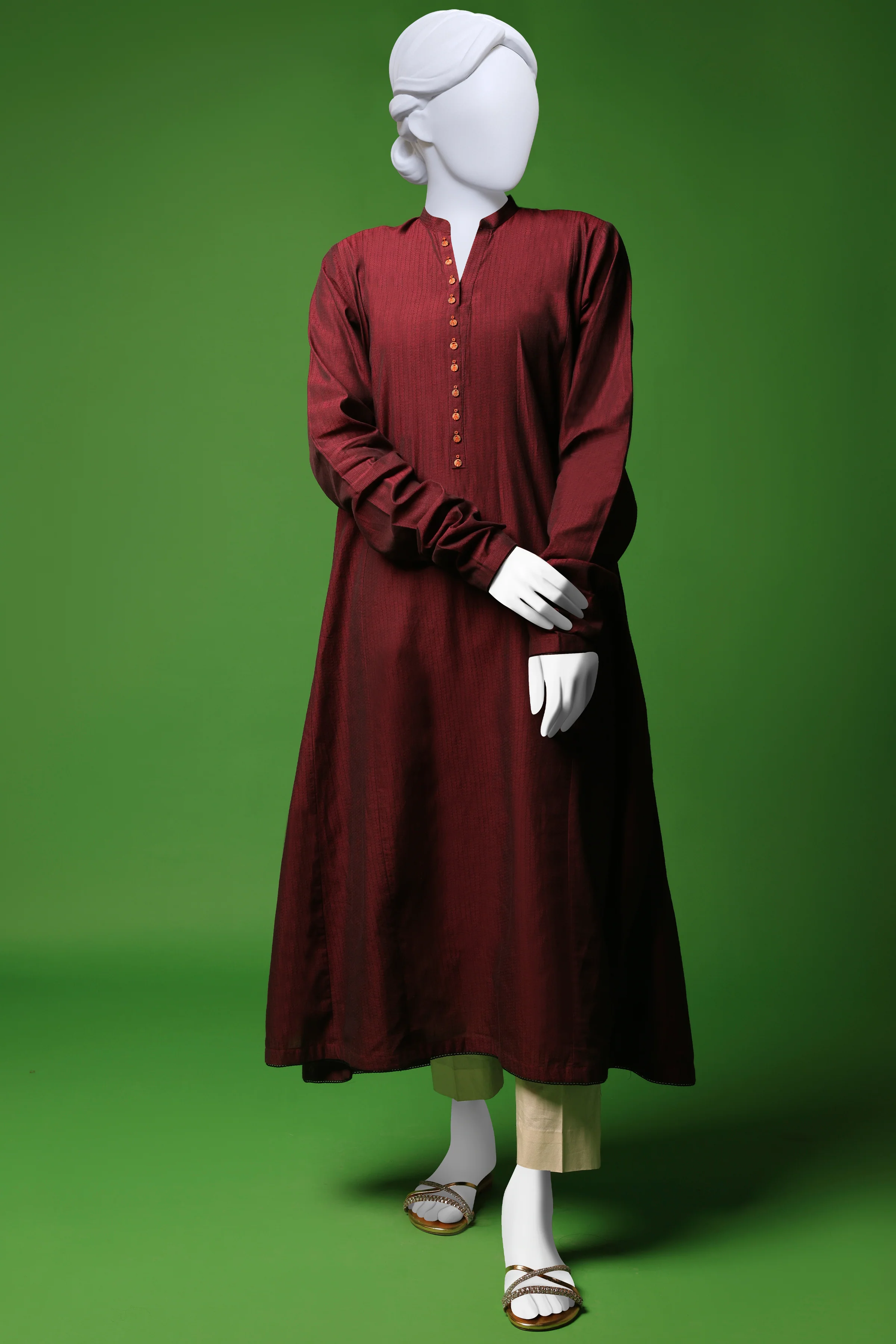 MAROON JACQUARD KURTI | CCW-1PS-S-US-22-3072 HERRING BONE