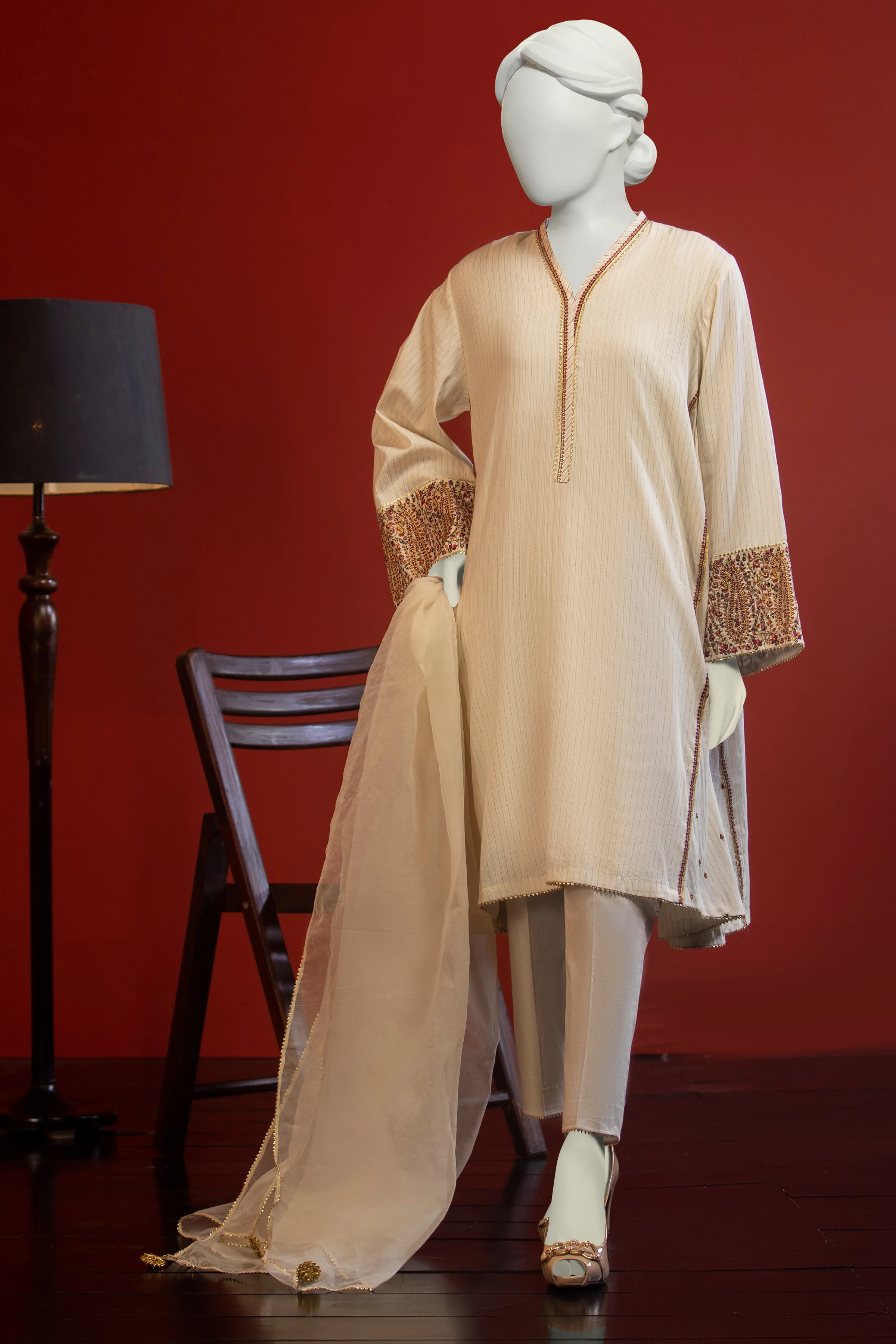 BEIGE ZARI 2PC STITCHED | CCW-2PS-SD-S-US-22-1003 SOFT LINER