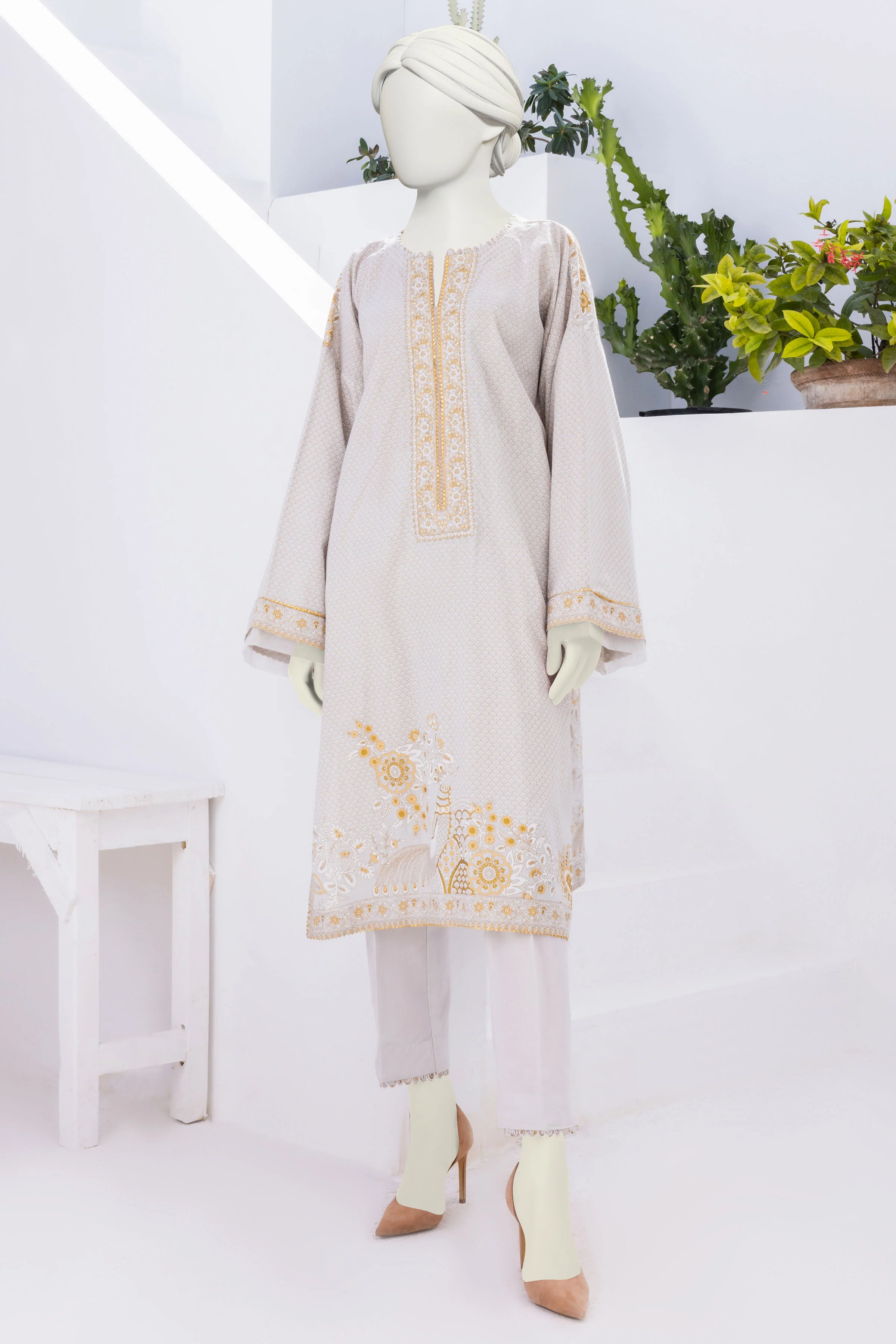 BEIGE-GREY LAWN 2PC STITCHED | CCW-2PS-ST-S-US-22-1702 MOTIA
