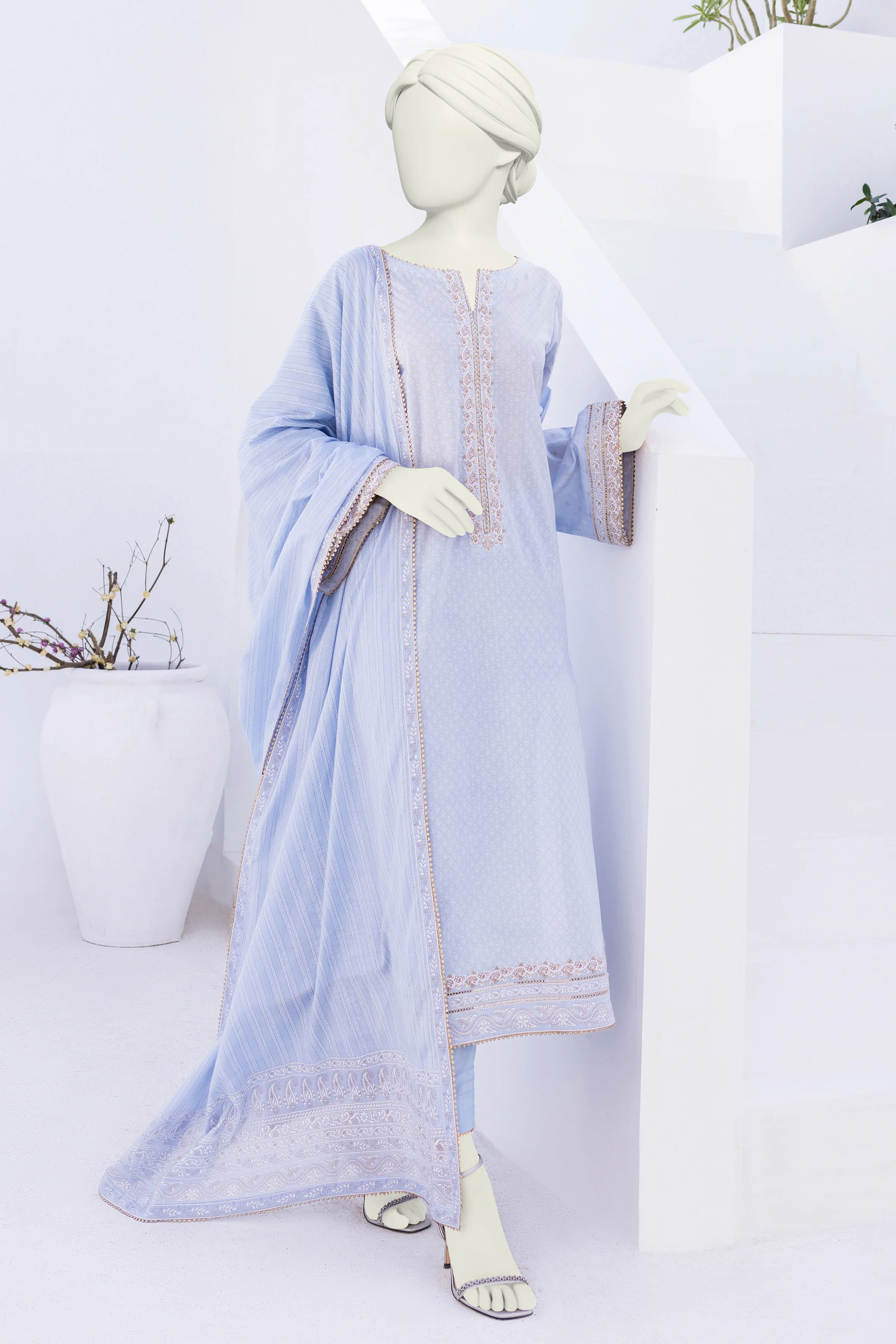 SKY BLUE LAWN 3PC UNSTITCHED | CCW-3PU-S-US-22-046 IRIS