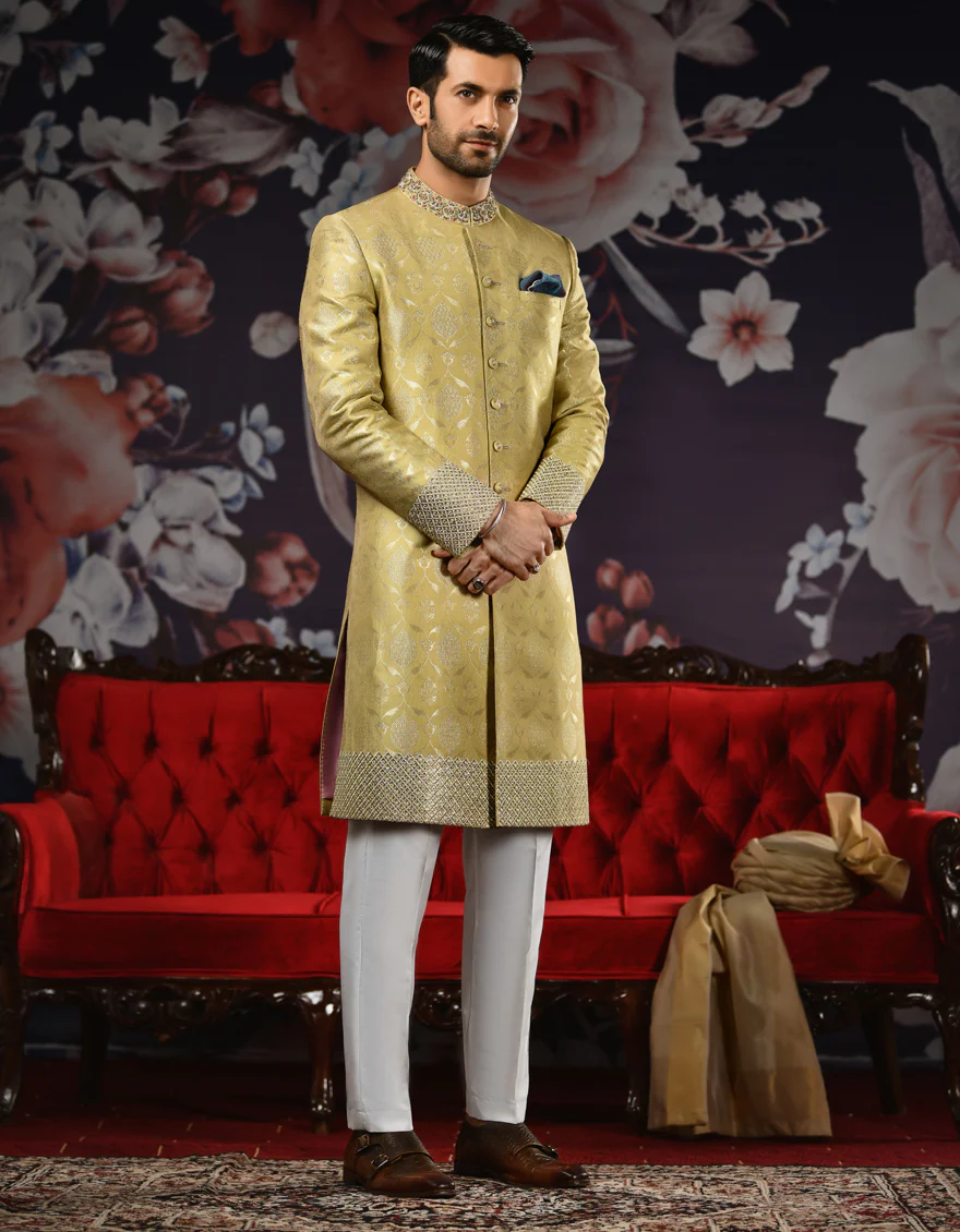 OLIVE SHERWANI | JJSW-US-531/S22/JJ7306-FL