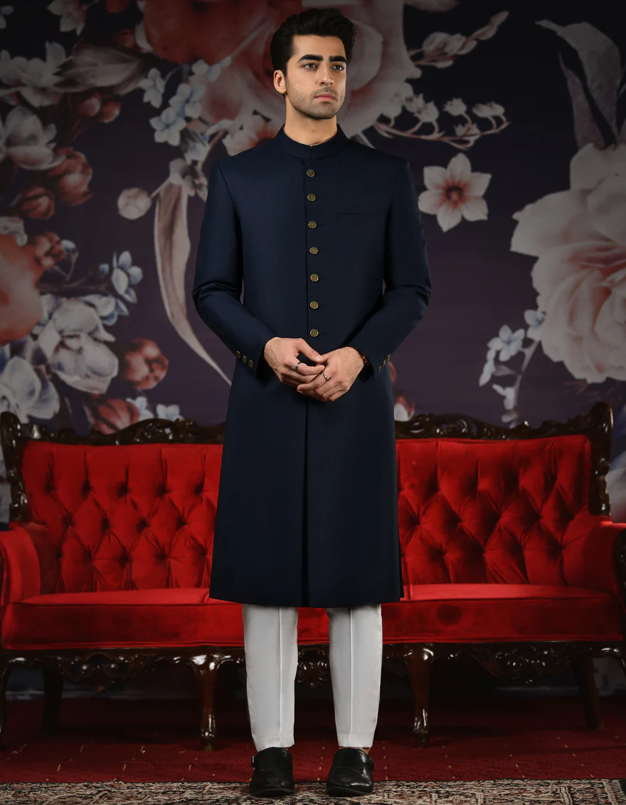 NAVY BLUE SHERWANI | JJSW-US-534/S22/JJ8299-FL