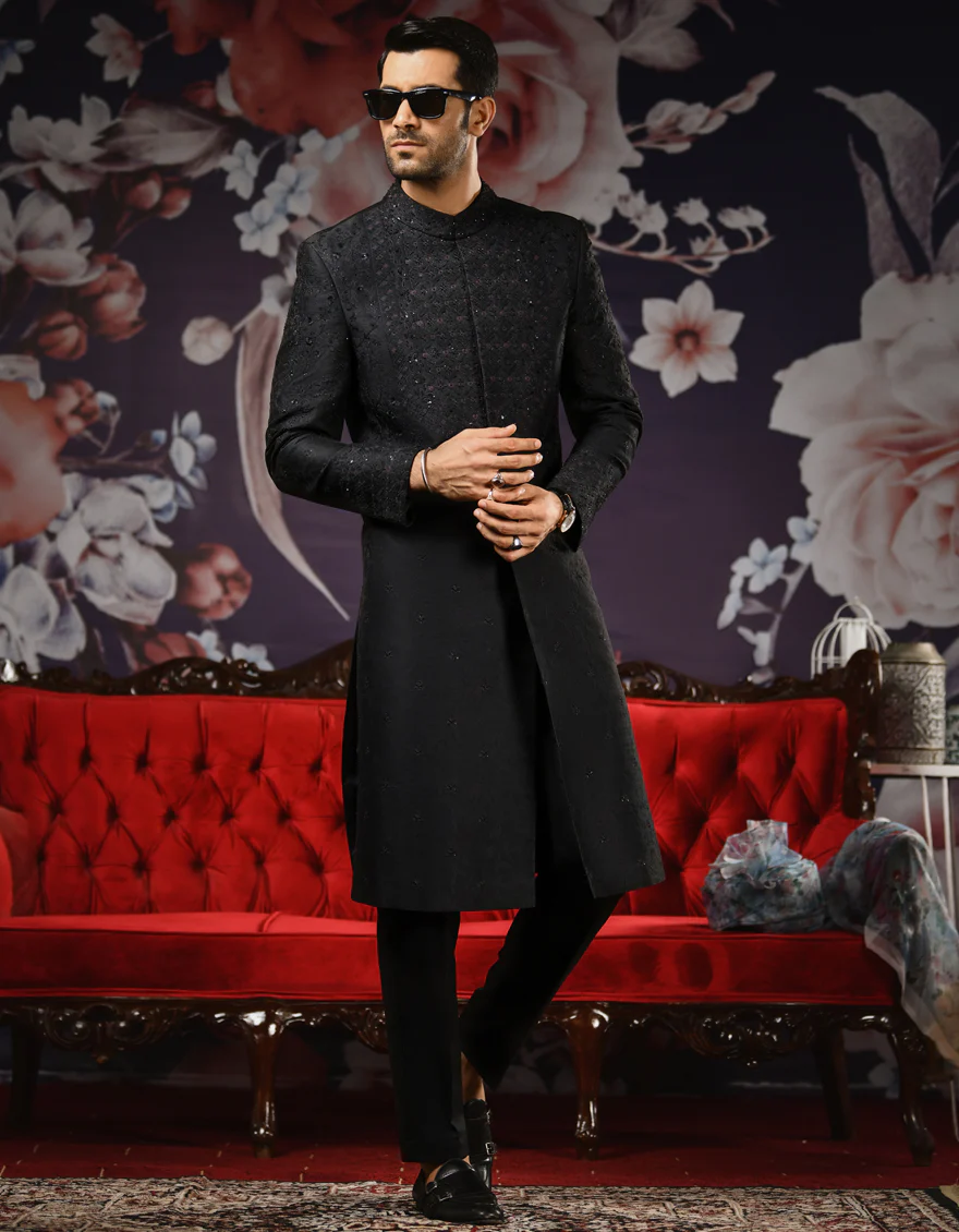 BLACK SHERWANI | JJSW-US-537/S22/JJ7319-FL