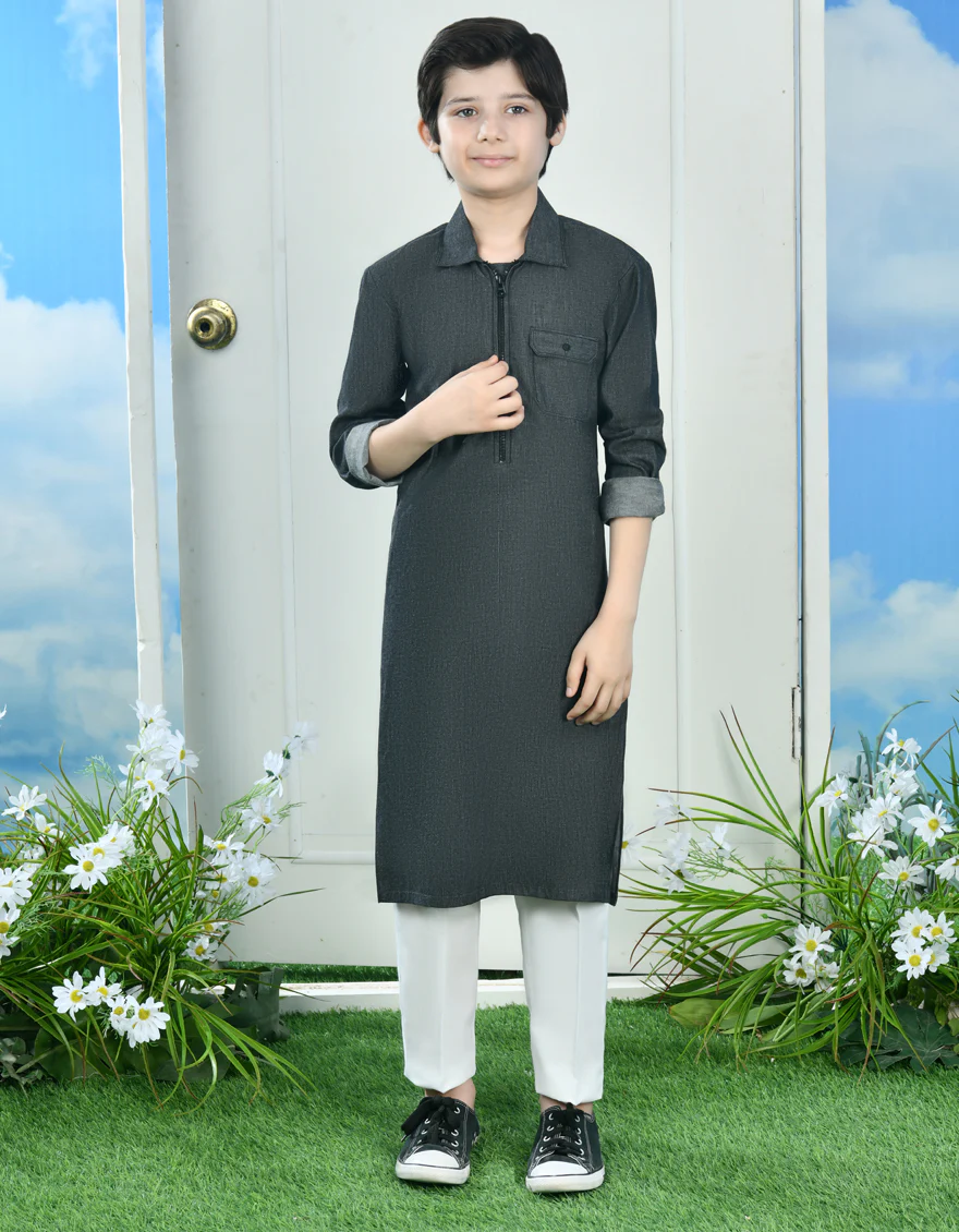 BLACK COTTON KURTA | JCK-A-34699/S24/JJ9386-CL