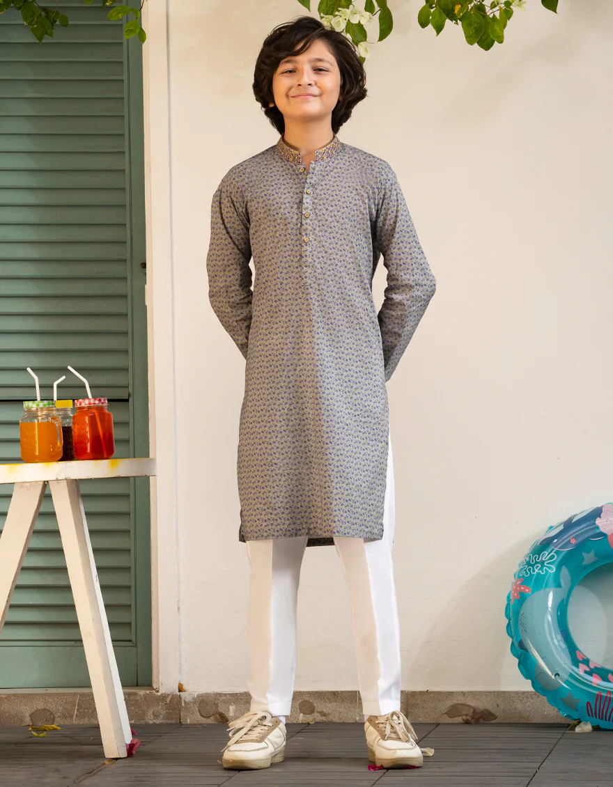 GREY COTTON KURTA | JCK-A-46608/S25/JJ9774-SF