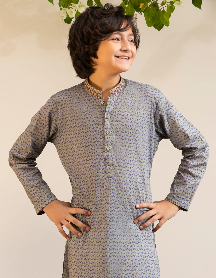 GREY COTTON KURTA | JCK-A-46608/S25/JJ9774-SF - Image 3