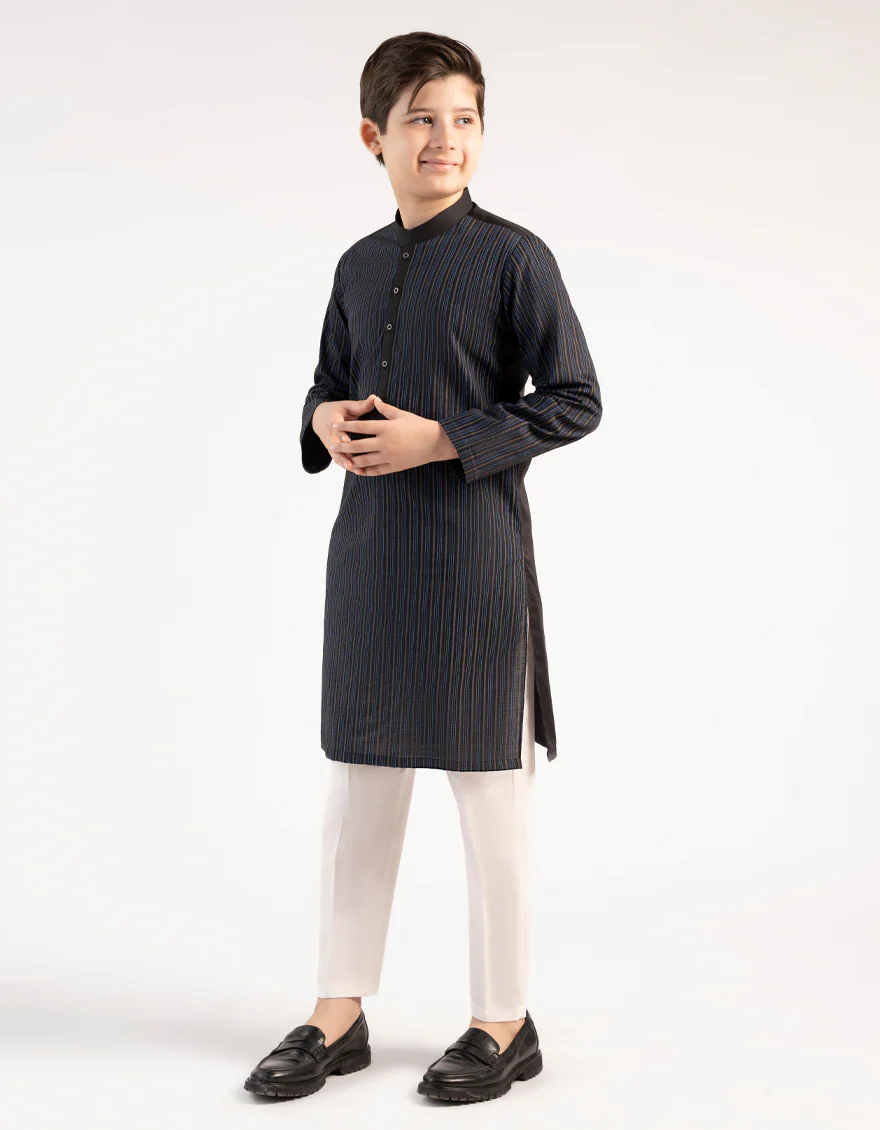 BLACK COTTON KURTA | JCK-A-46850/S25/JJ10548-CL