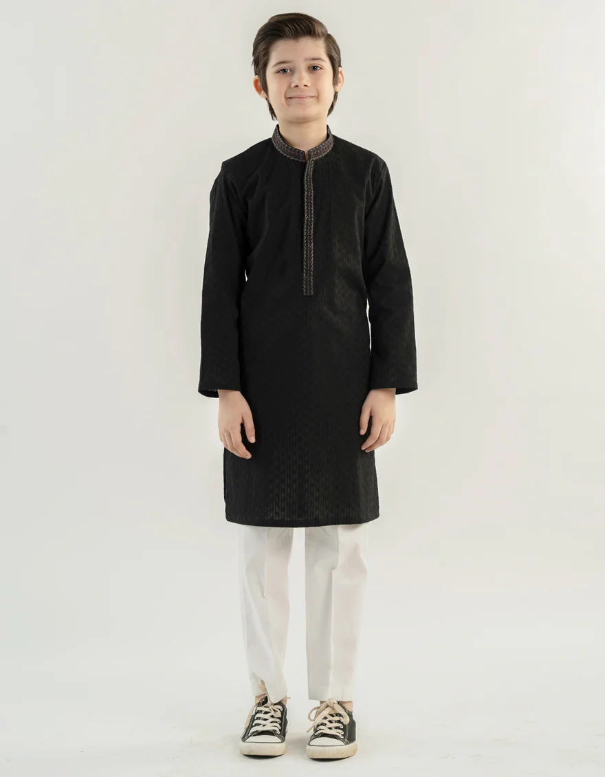 BLACK COTTON KURTA | JCK-A-47316/S24/JJ1096-SF