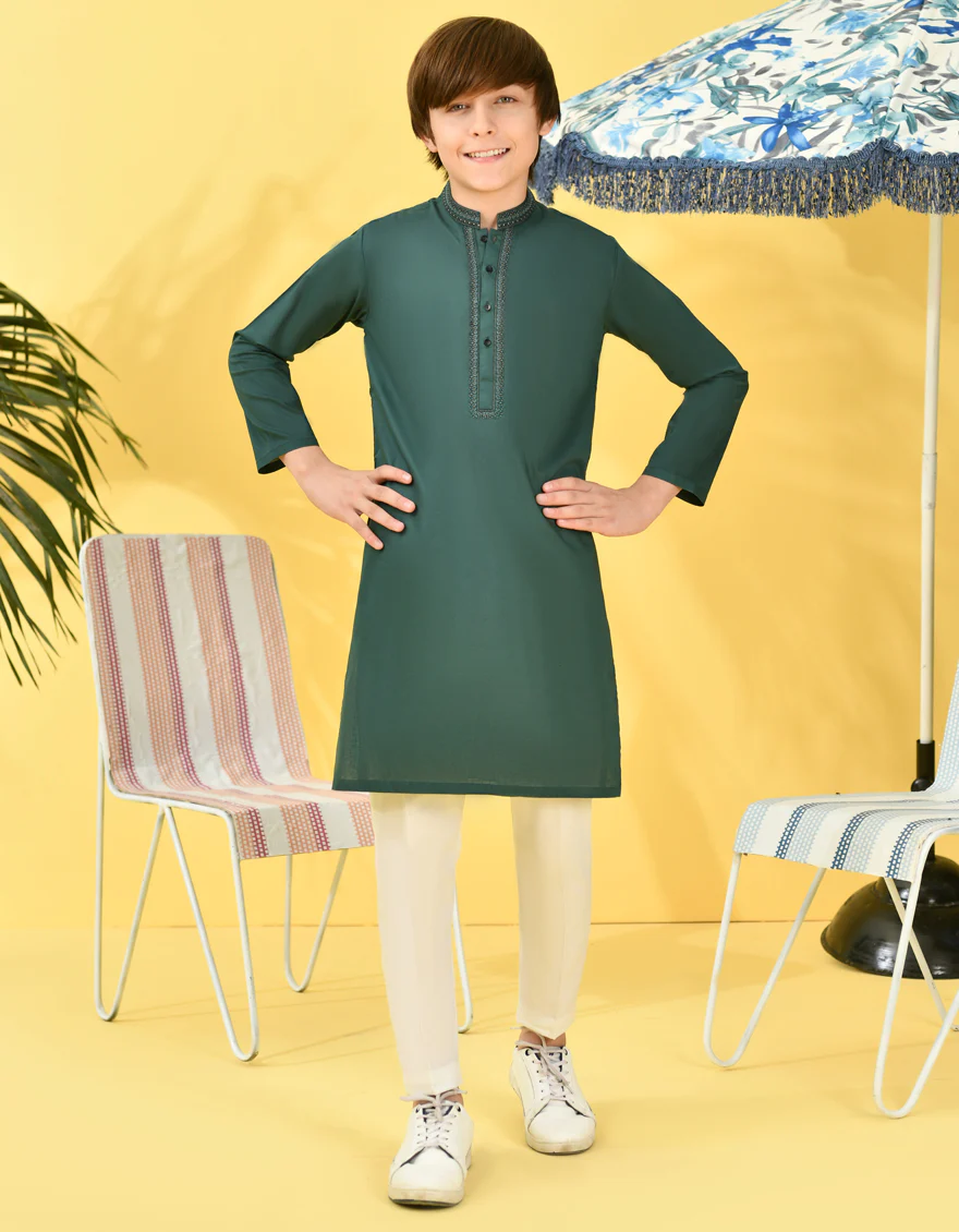 GREEN COTTON KURTA | JCK-S-38977/S24/JJ8610-SF