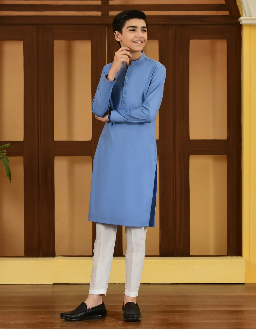 SKY BLUE COTTON KURTA | JCK-S-US-38664/S23/JJ8132-SF