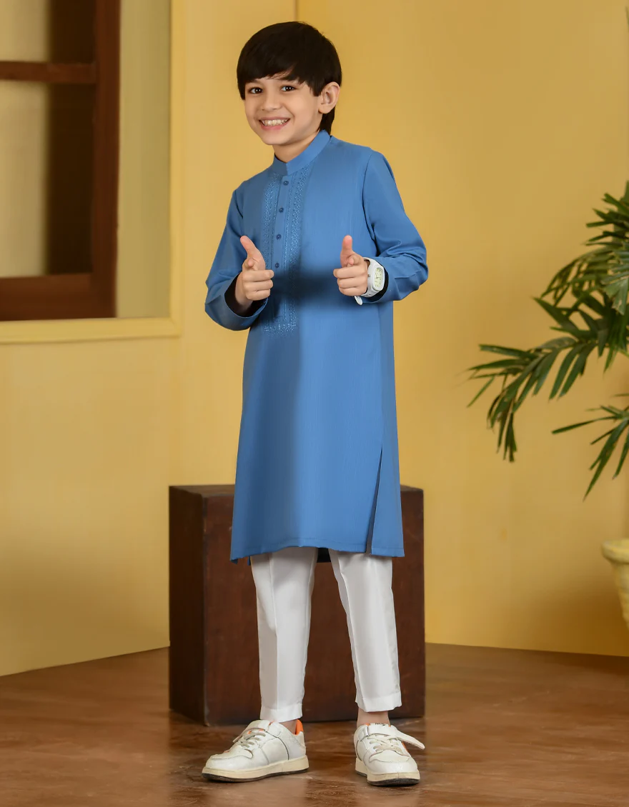 LIGHT BLUE BLENDED KURTA | JCK-S-US-38736/S23/JJ8717-SF
