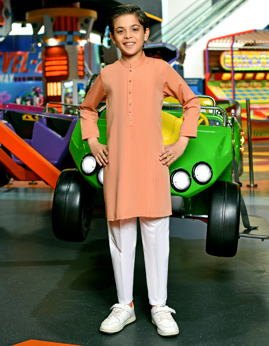 STRIP ORANGE BLENDED KURTA | JCK-S-US-38778/S23/JJ8719-PN