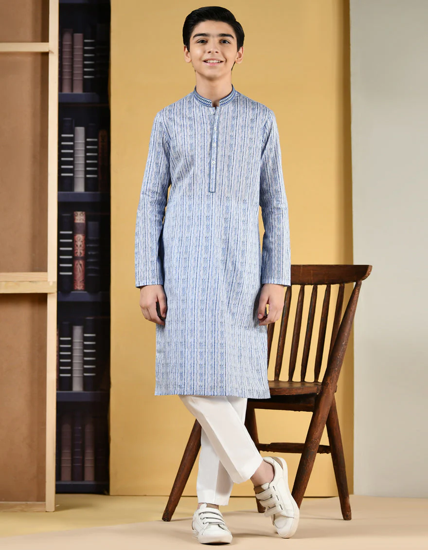 MULTI BLUE COTTON KURTA | JCK-S-US-39345/S22/JJ7546-SF