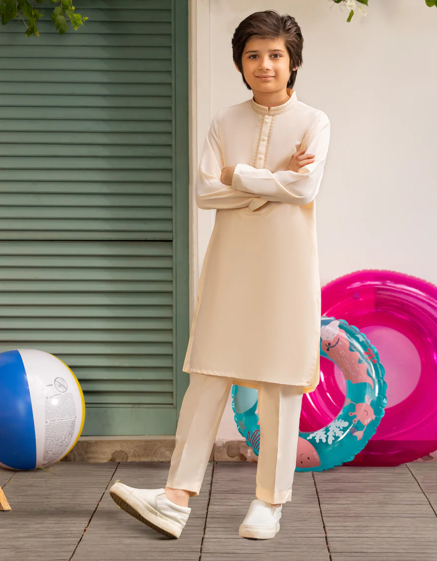 LIGHT PEACH BLENDED KURTA TROUSERS | JCKP-A-39261/S25/JJ9