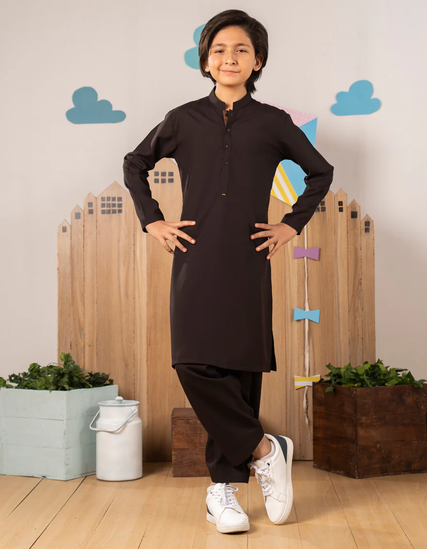 DARK BROWN BLENDED KURTA TROUSERS | JCKP-A-39322/S25/JJ1