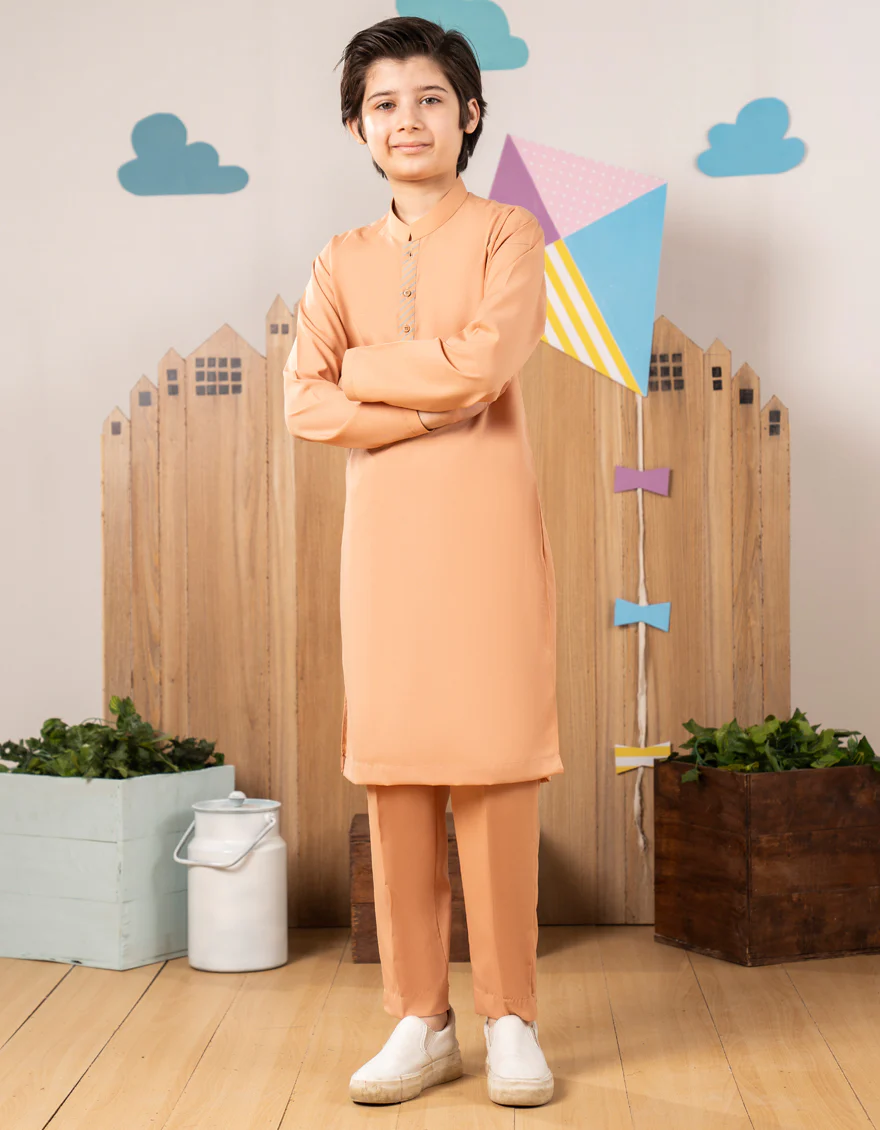 PEACH BLENDED KURTA TROUSERS | JCKP-A-39331/S25/JJ9