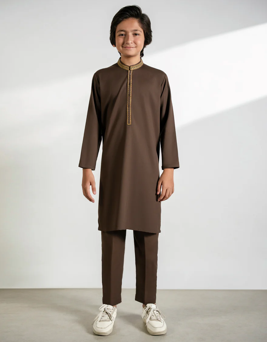 BROWN BLENDED KURTA TROUSERS | JCKP-A-39367/S25/JJ9766-SF