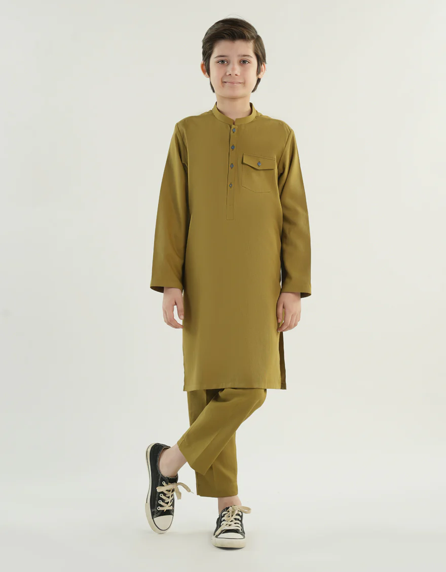 OLIVE GREEN BLENDED KURTA TROUSERS | JCKP-A-46483/S24/JJ9617-CL