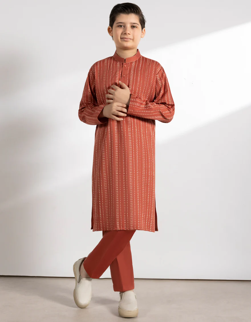 TANGERINE BLENDED KURTA TROUSERS | JCKP-A-50234/S25/JJ9323-CL